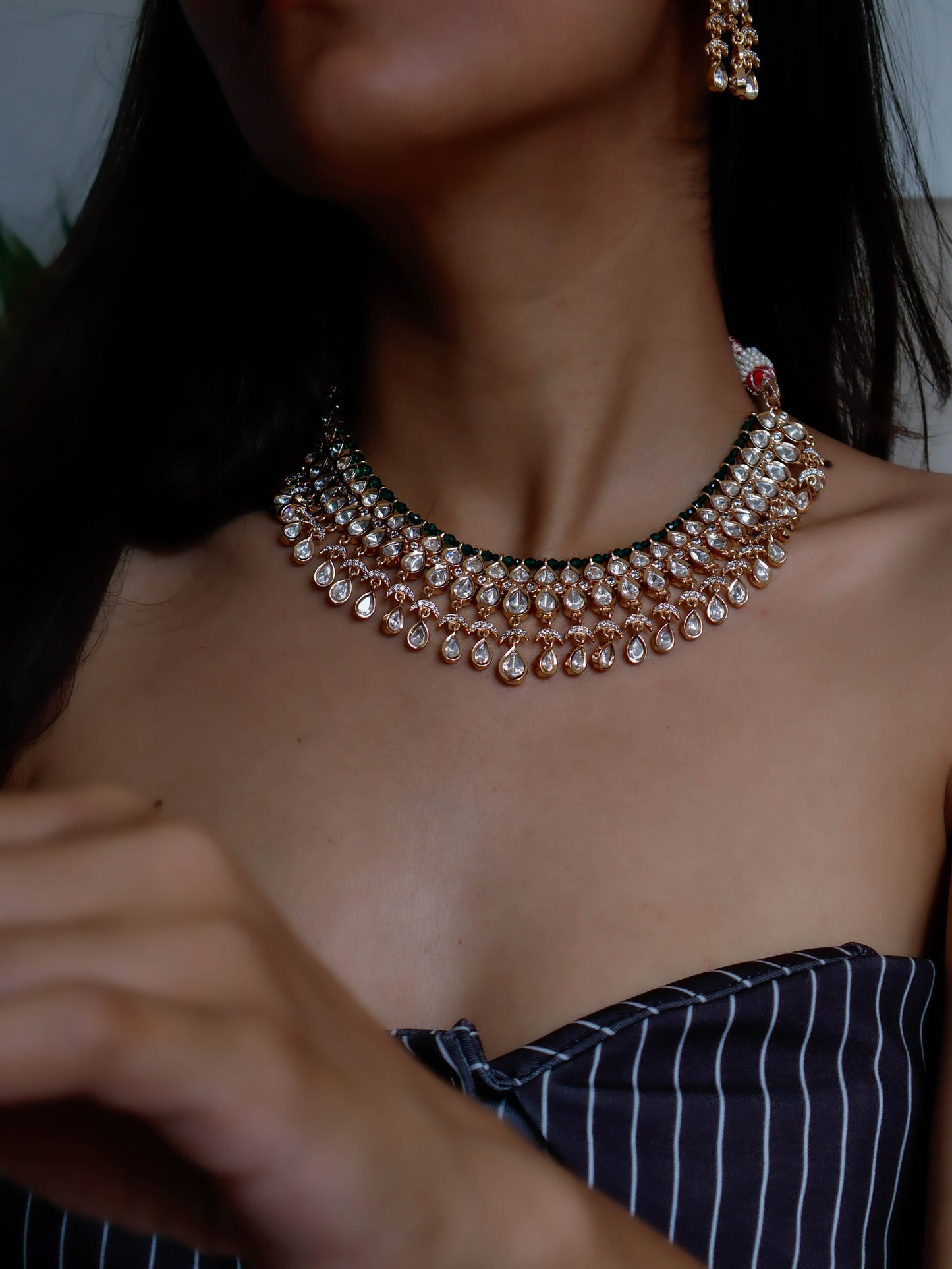 Aeiris Green Kundan Necklace Set