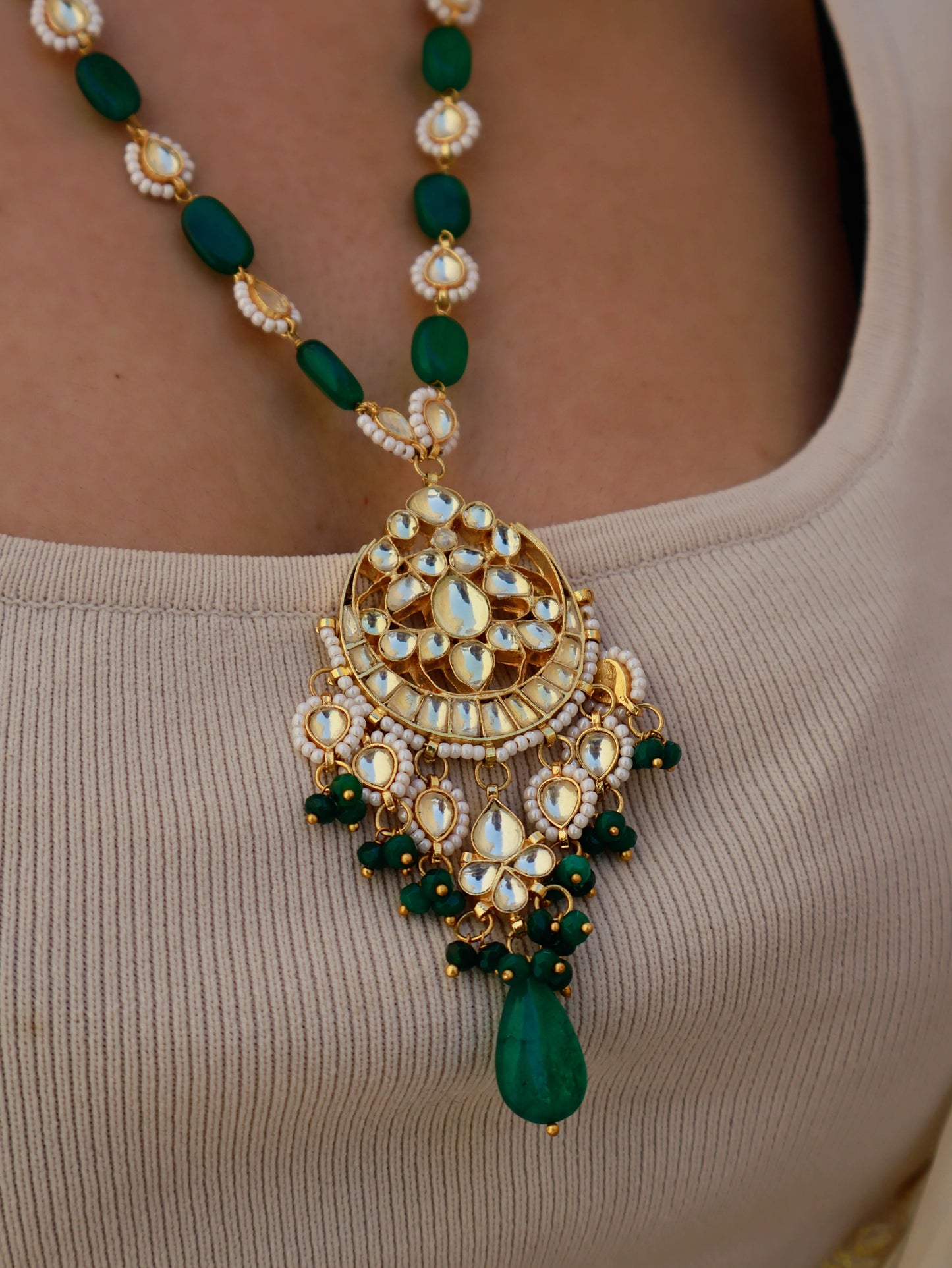 Amrita Kundan Green Necklace