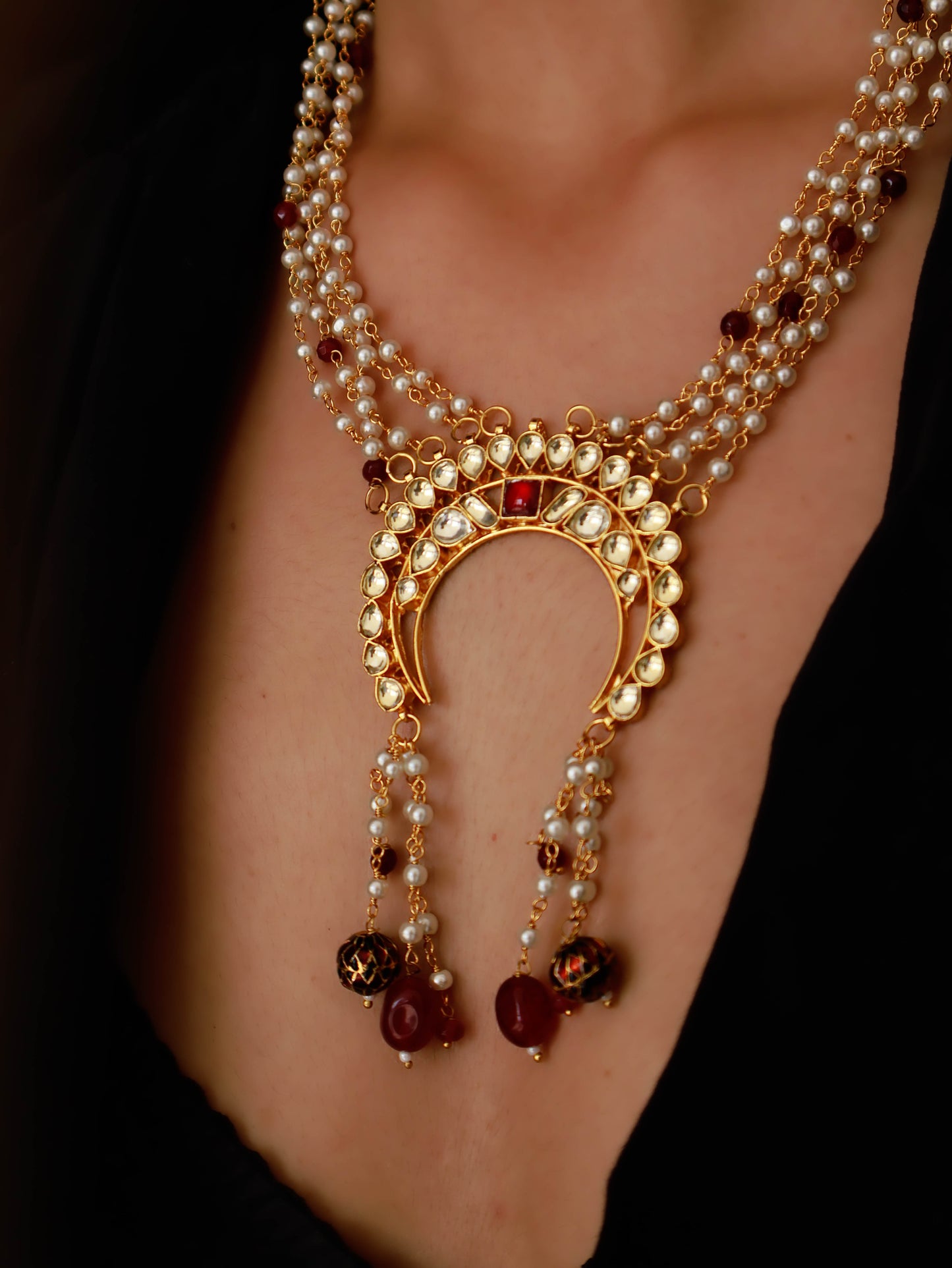 Reyhna Kundan Long Pendant Necklace