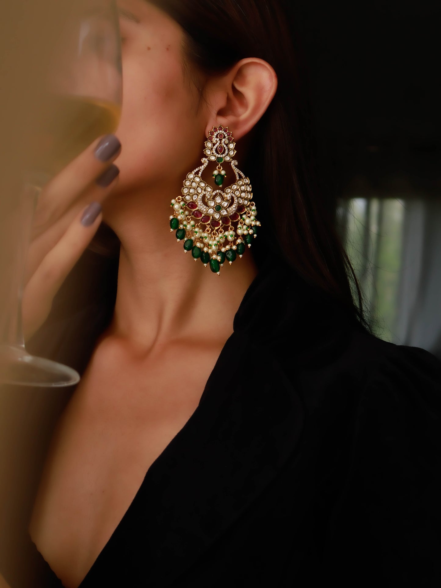 Urusa Green-Red Earrings