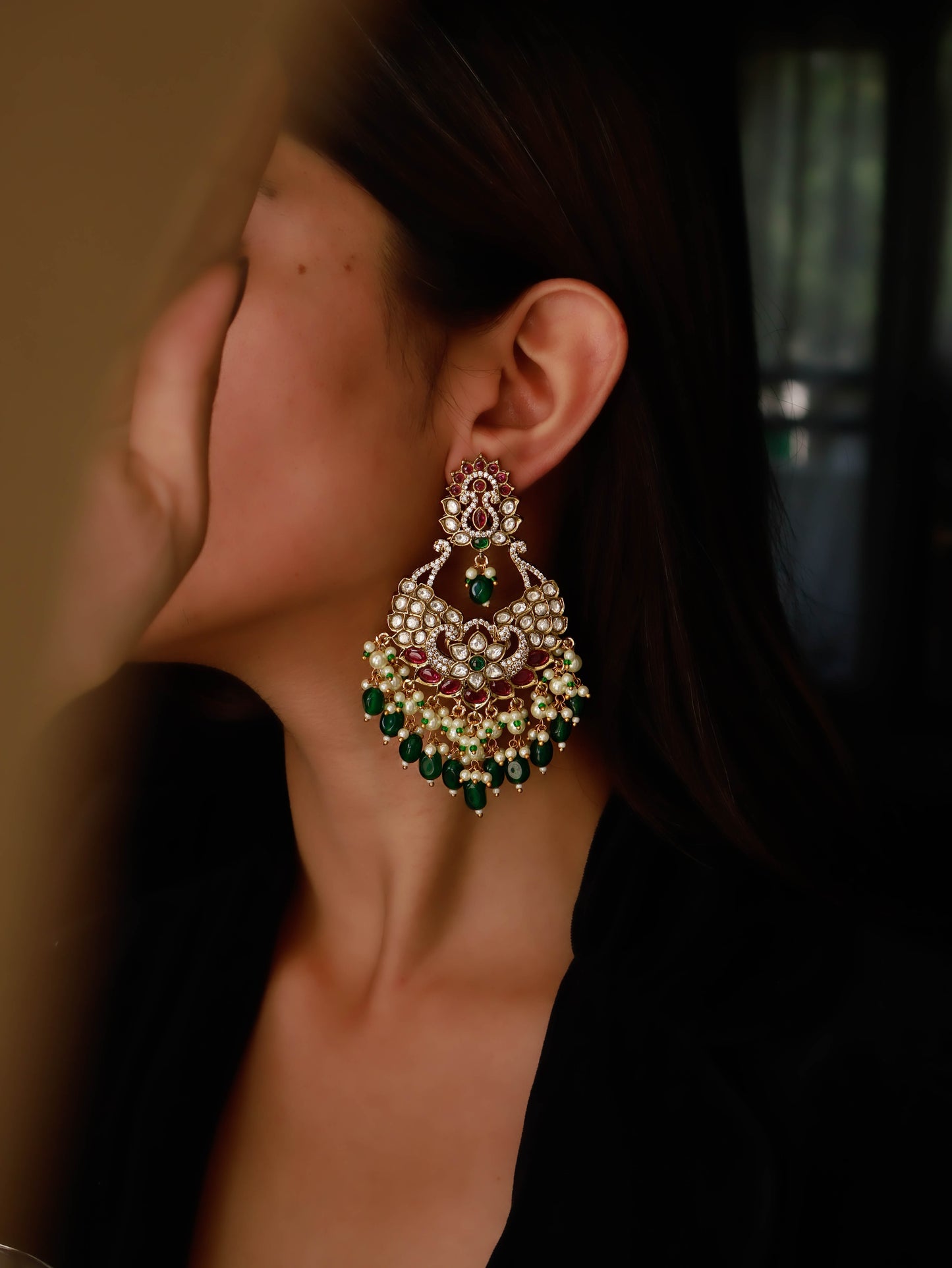 Urusa Green-Red Earrings