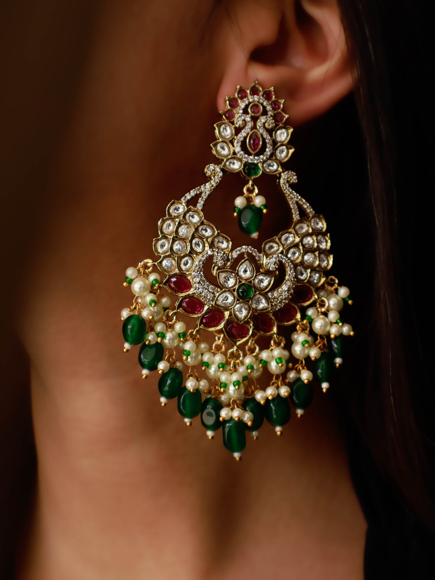Urusa Green-Red Earrings