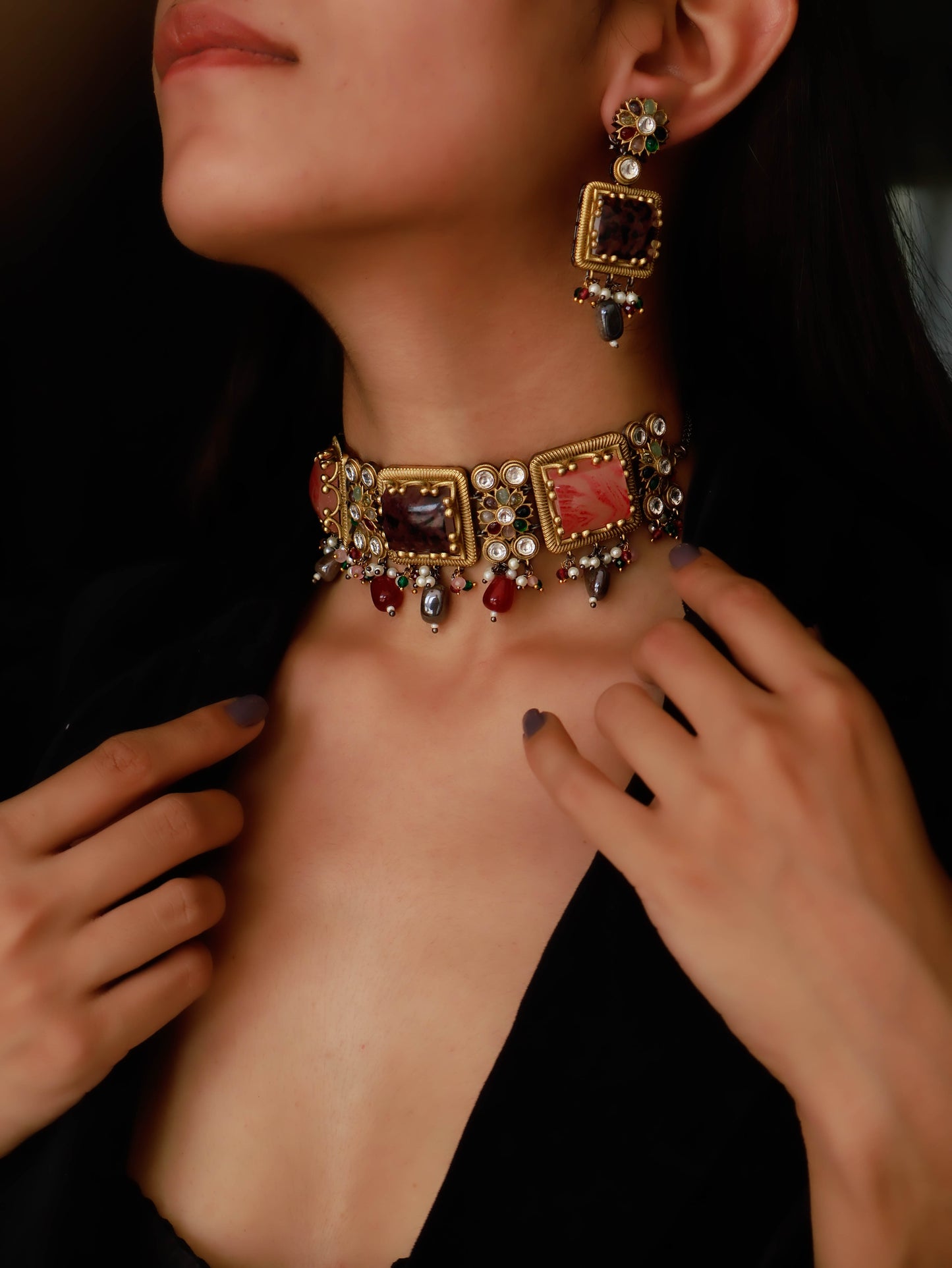 Tarini Multicolour Choker Necklace Set