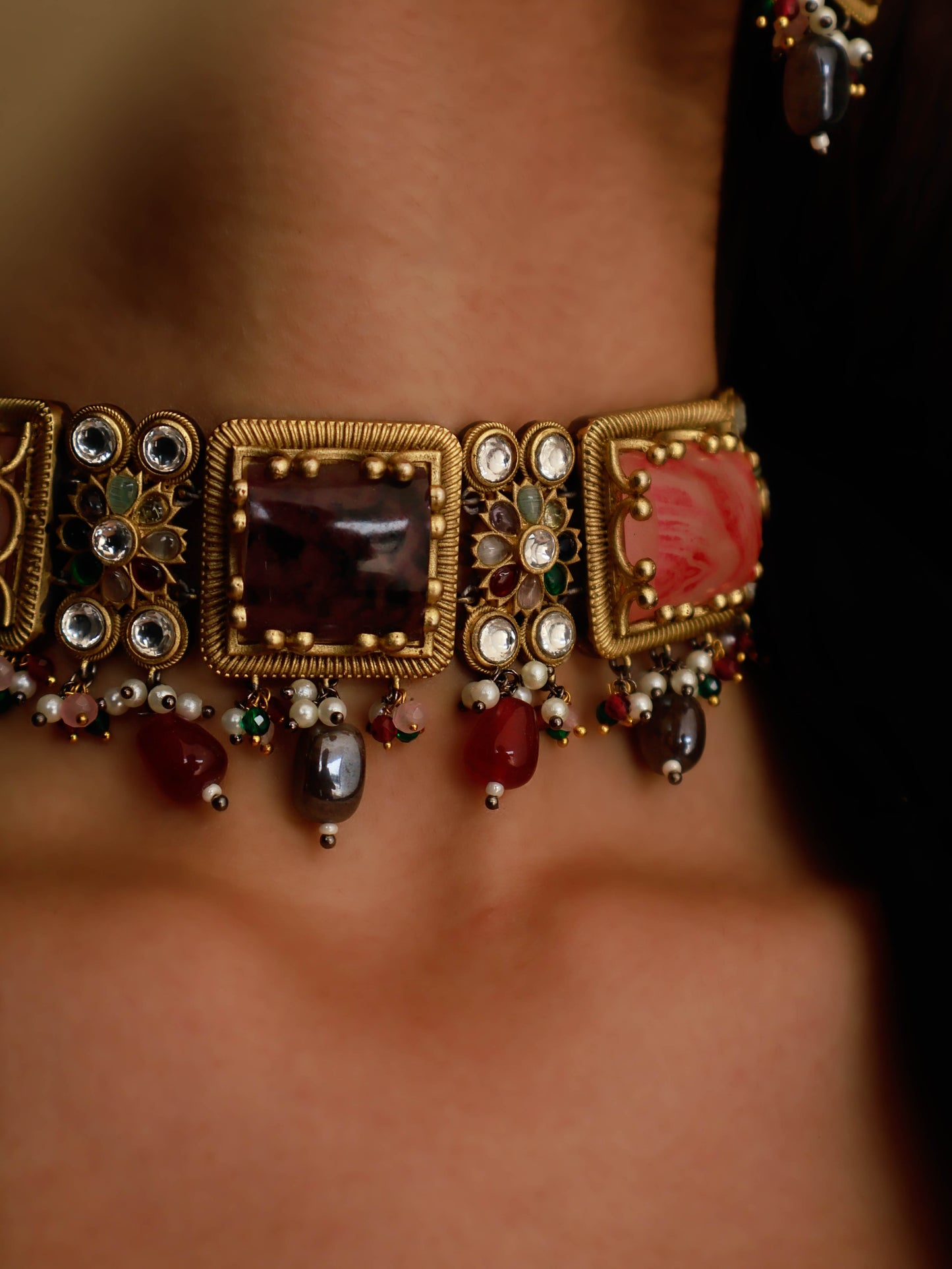 Tarini Multicolour Choker Necklace Set