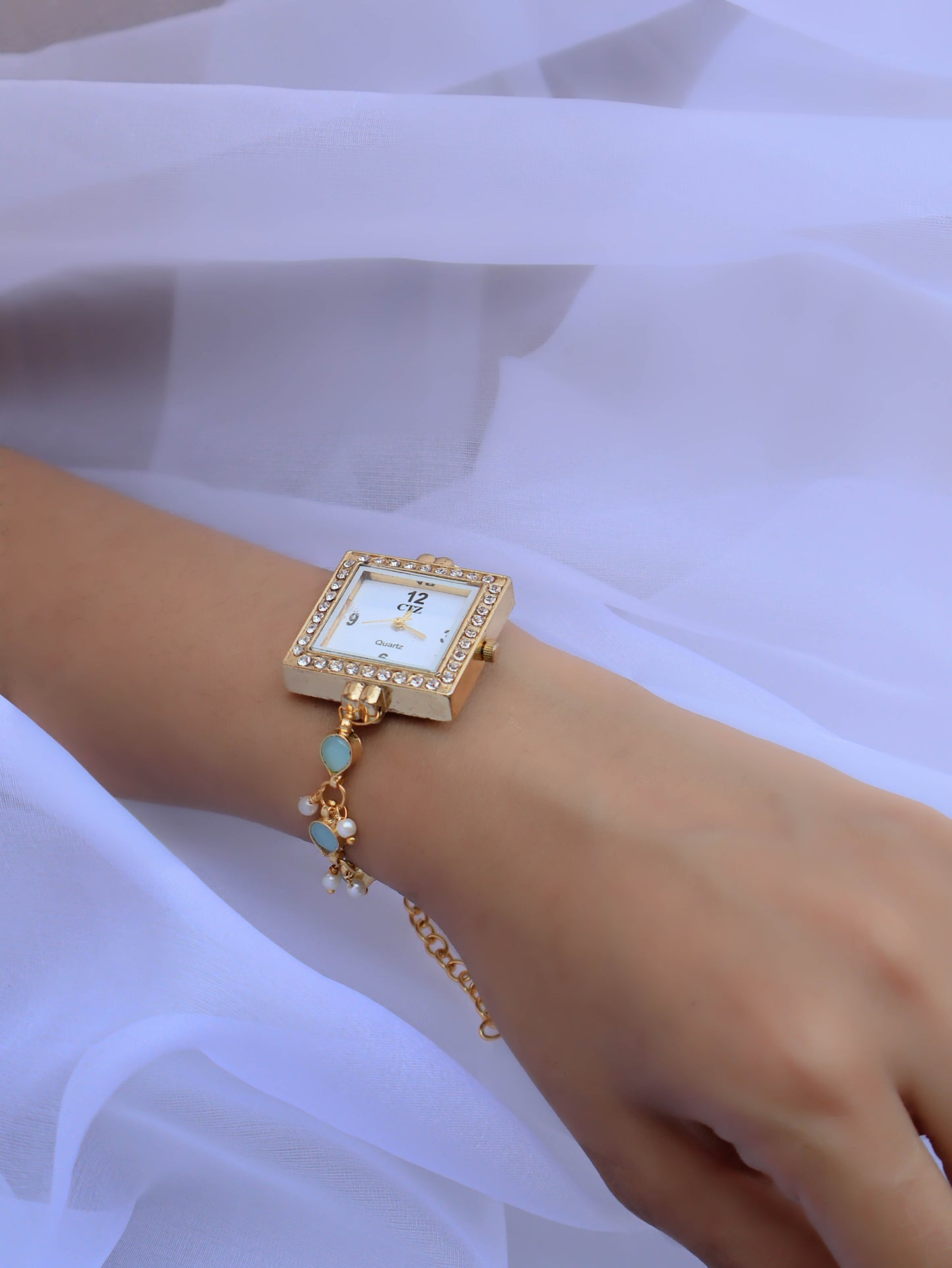 Glaze Turquoise Kundan Wrist Watch