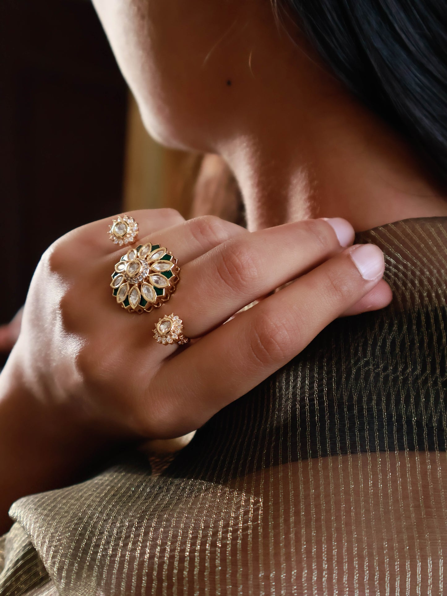 Gargi Floral Kundan Ring