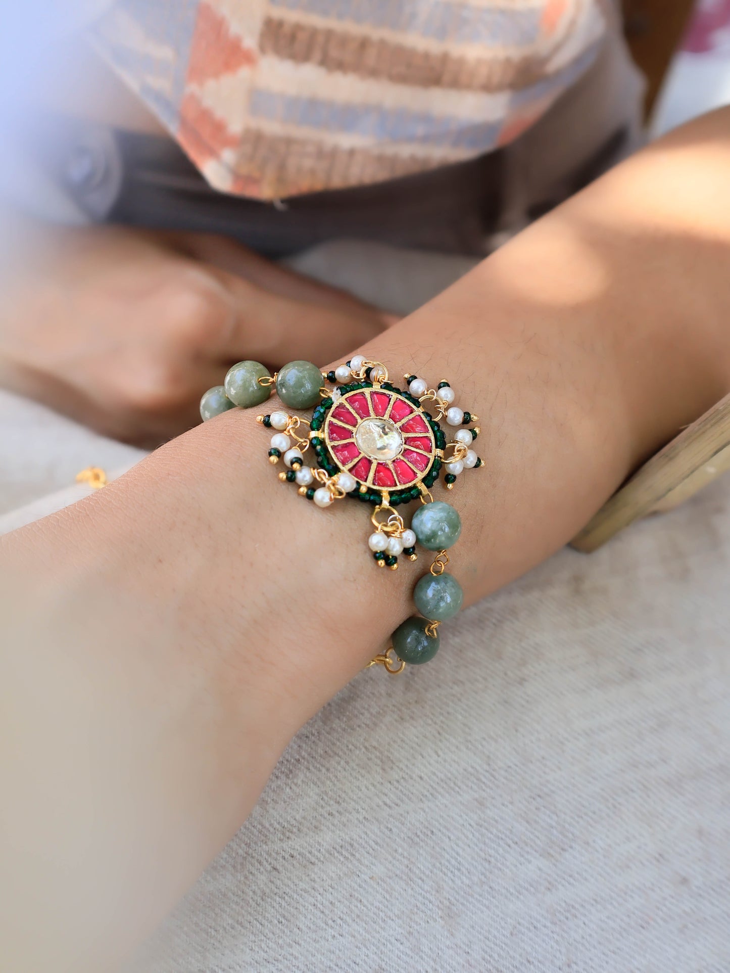 Subra Red Kundan Bracelet