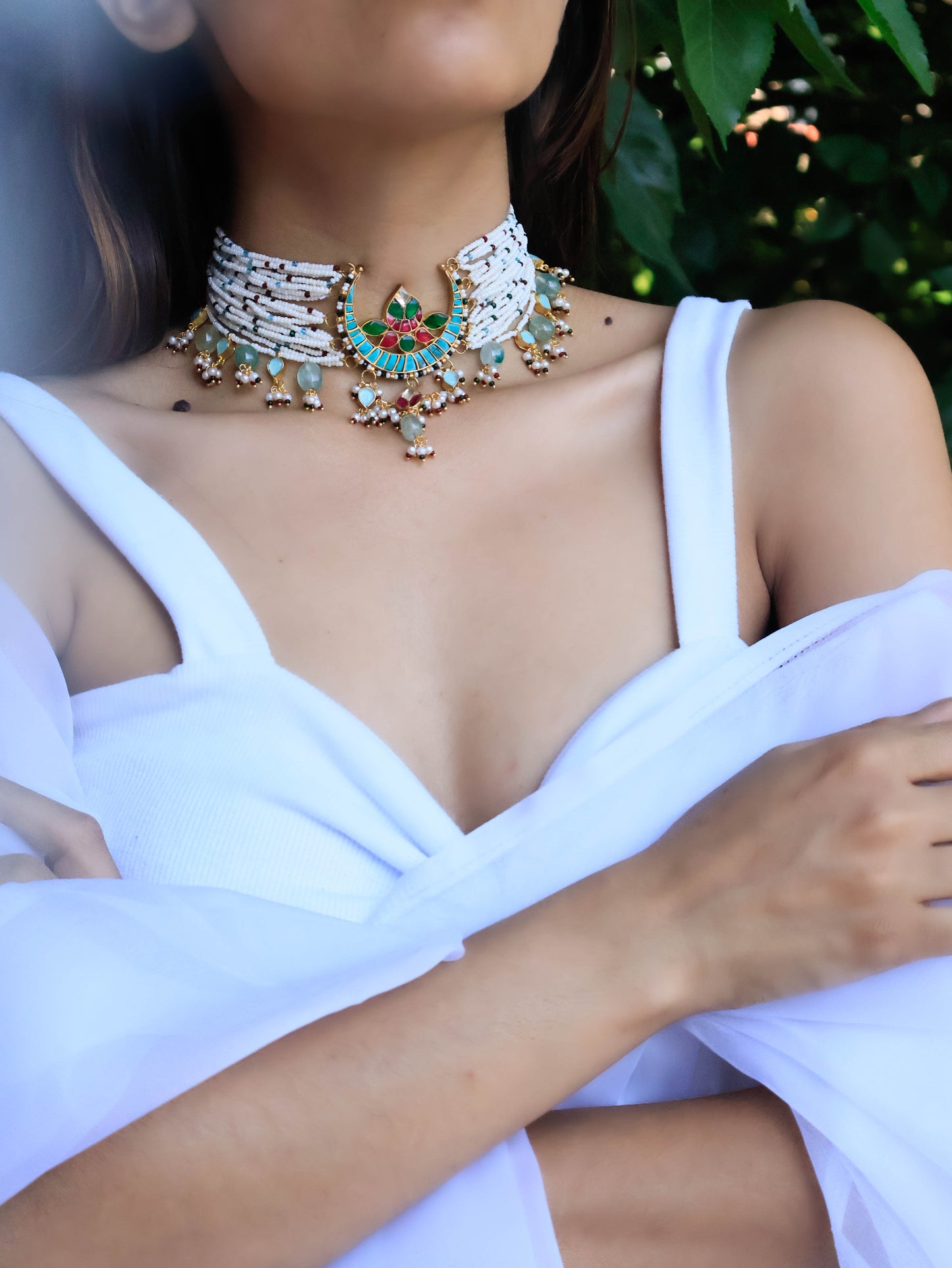Riza Kundan Turquoise Choker Necklace