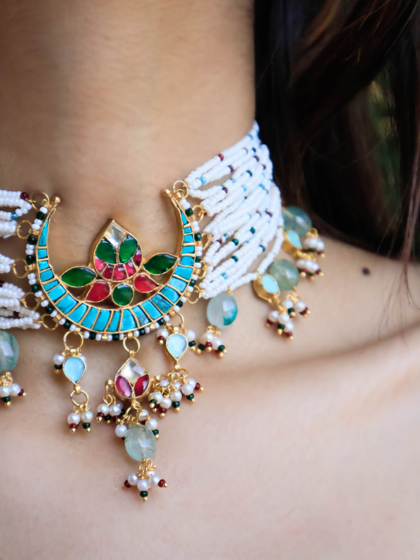 Riza Kundan Turquoise Choker Necklace