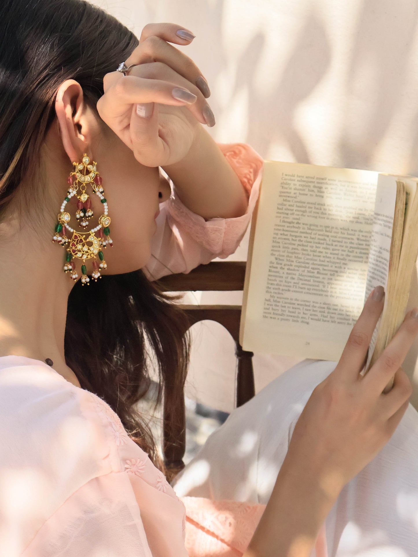 Rasha Kundan Multicolored Chaandbaali Earrings