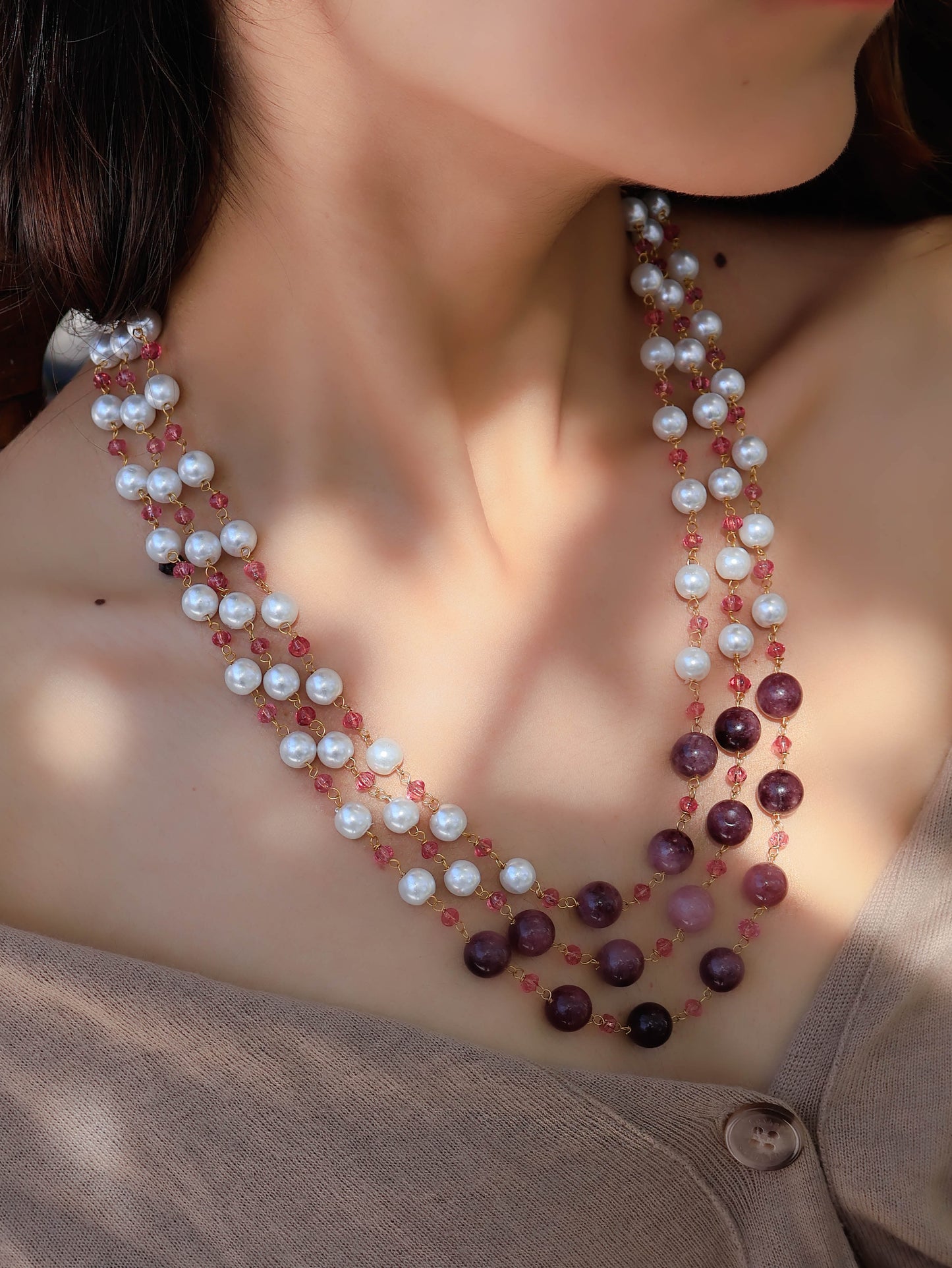 Azma Pearl Purple Necklace