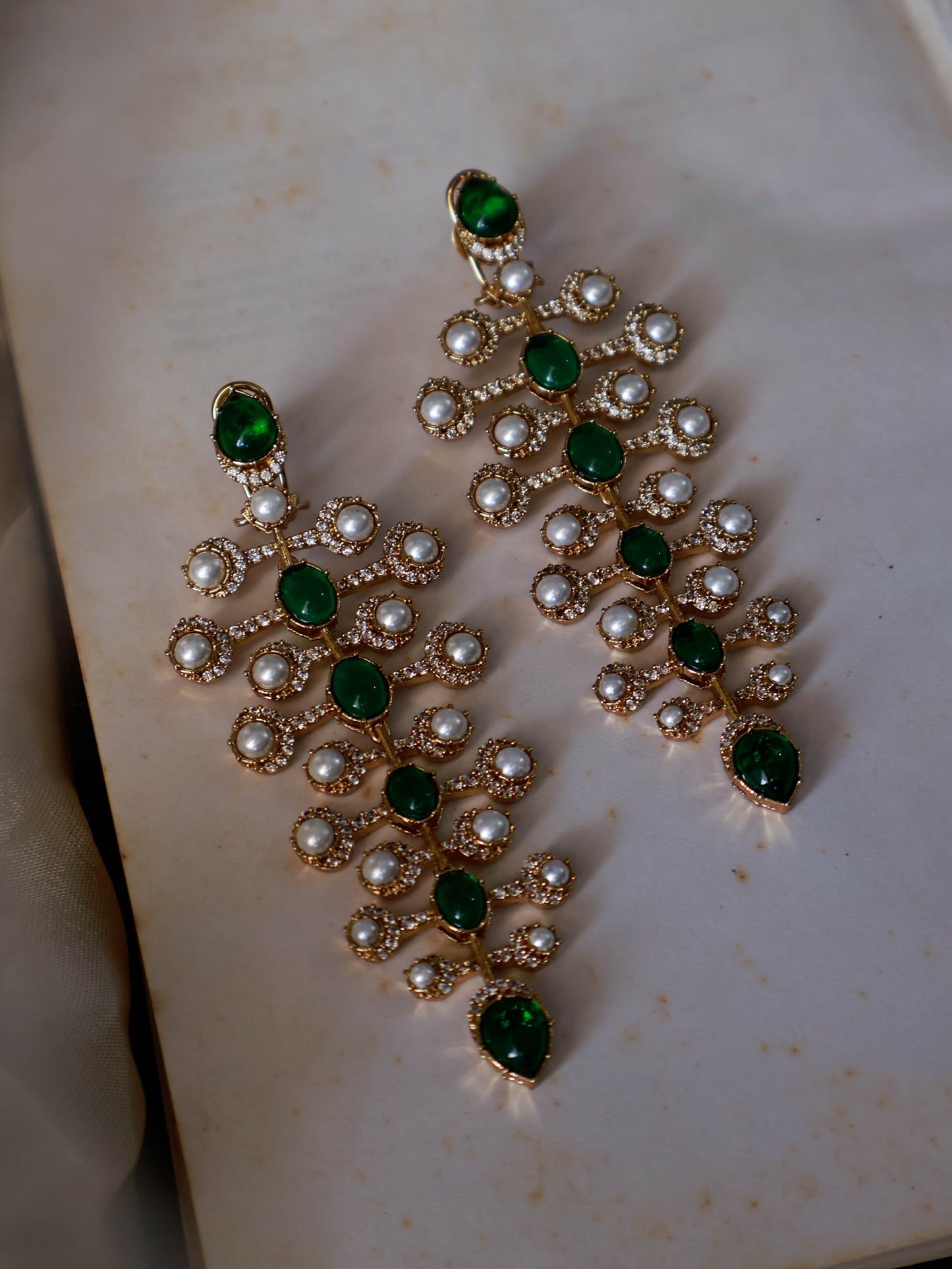 Adheera Green Dangler Earrings