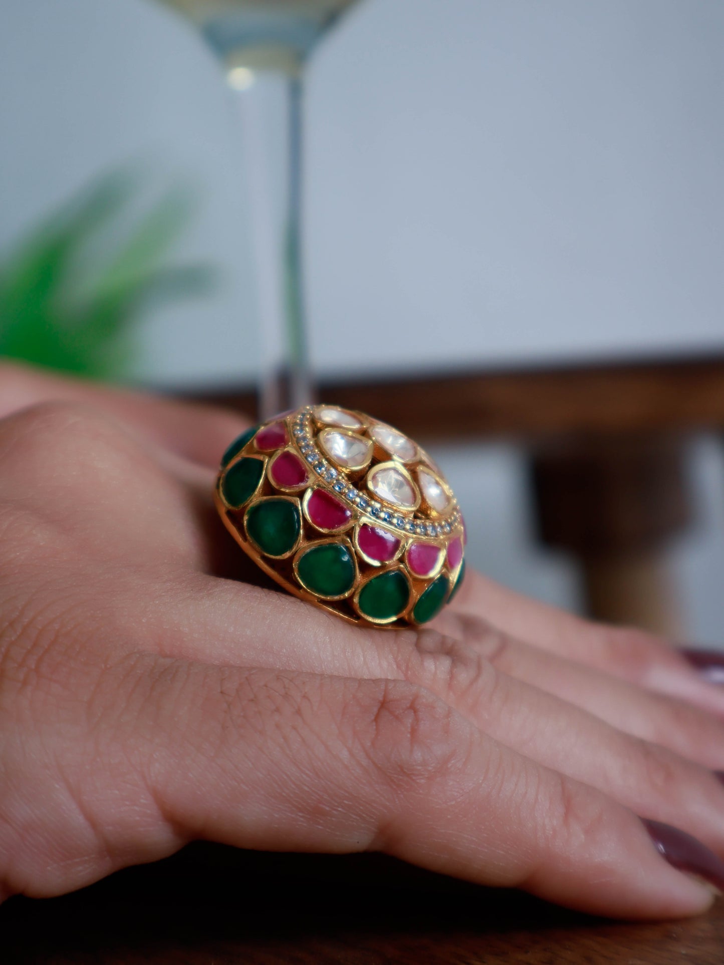 Aamrus Multicolored Polki Ring