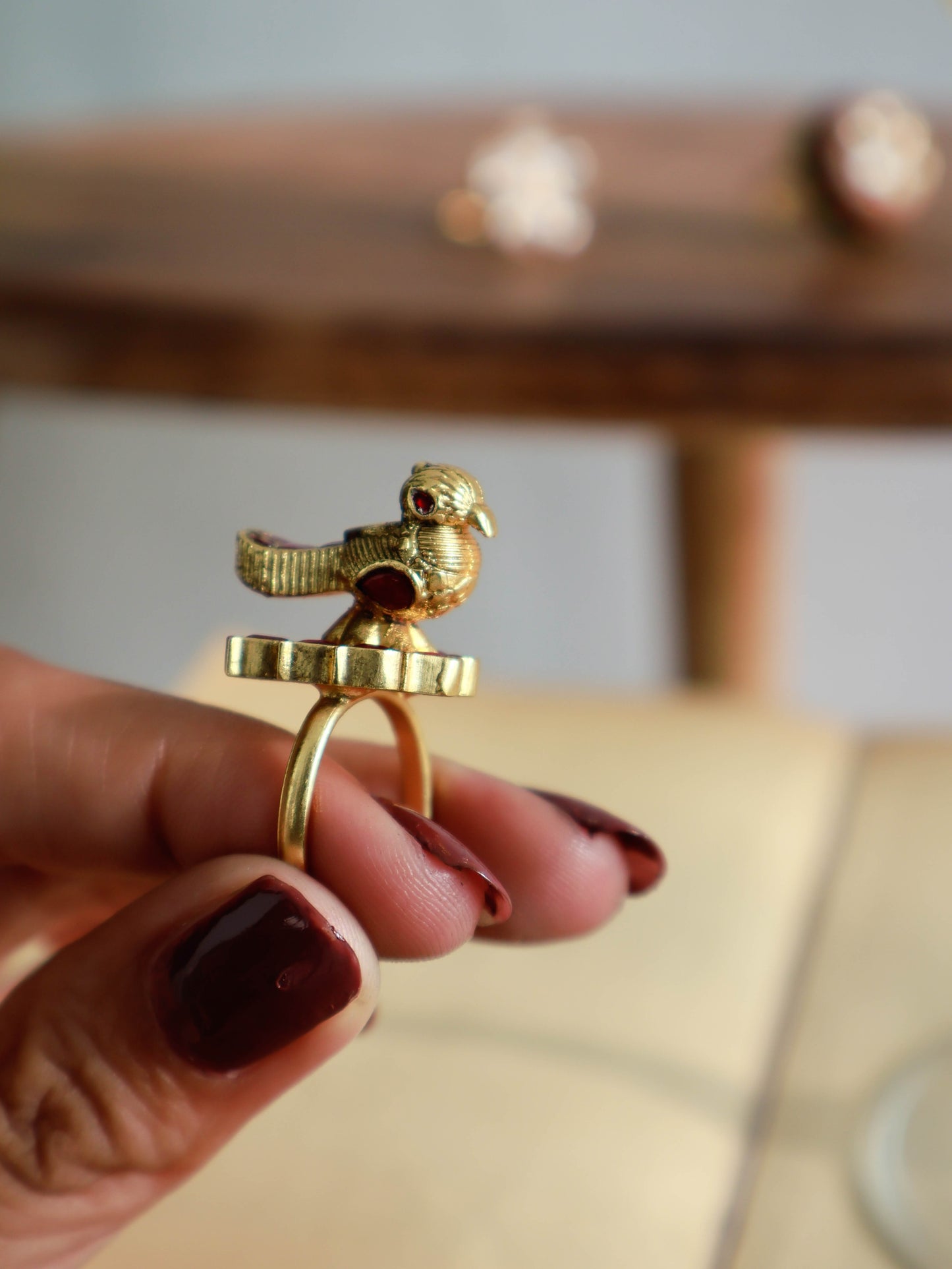 Pinjar Bird Kundan Ring