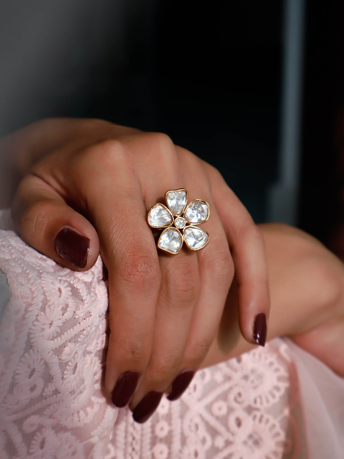 Suwaan Floral Polki Ring