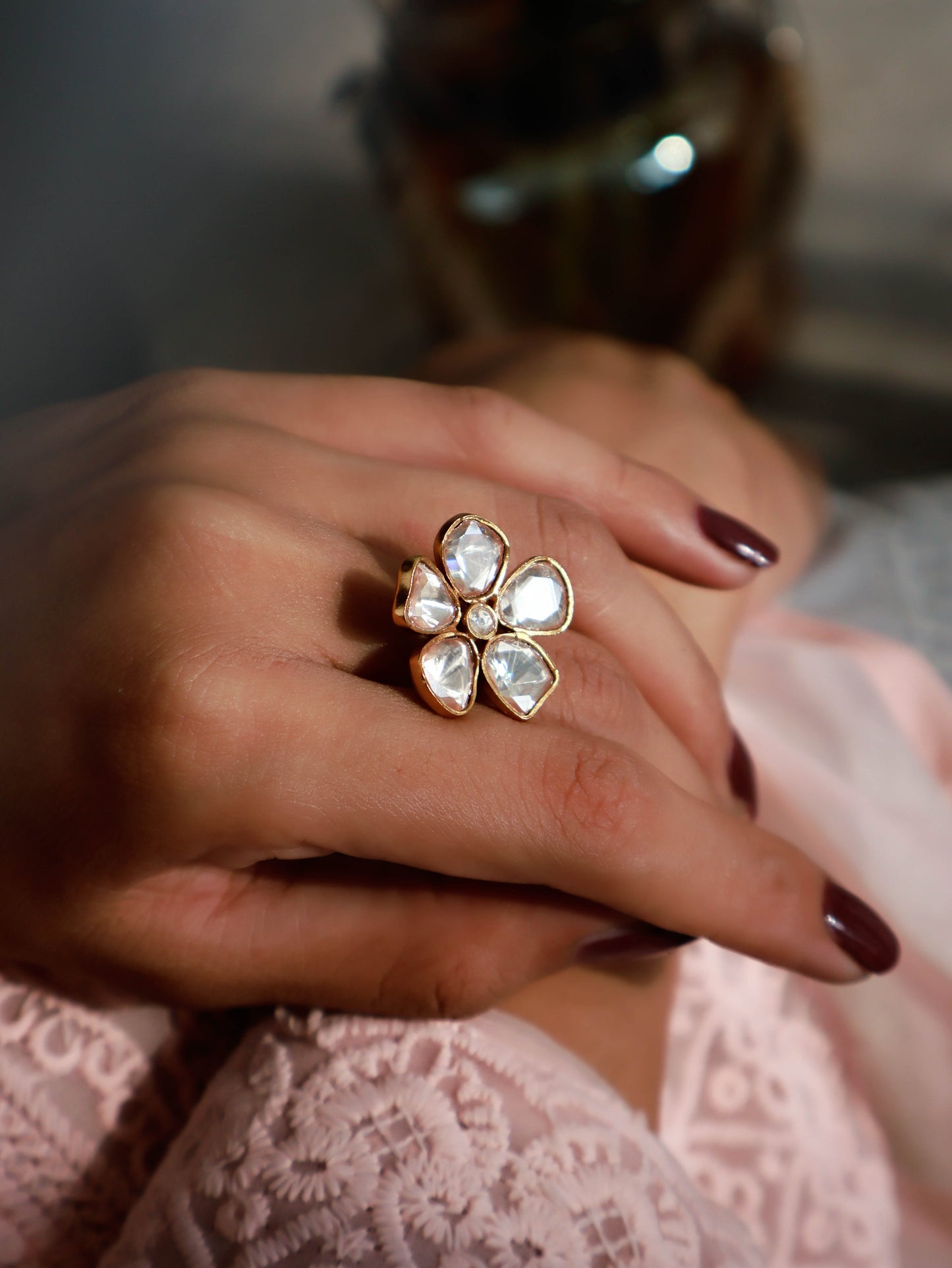 Suwaan Floral Polki Ring