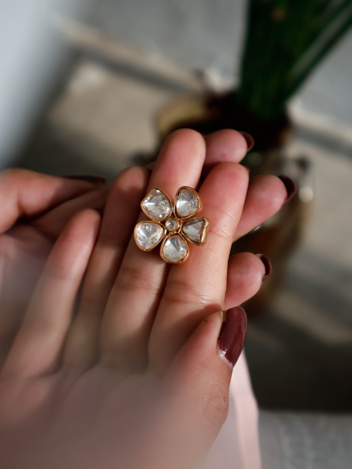 Suwaan Floral Polki Ring