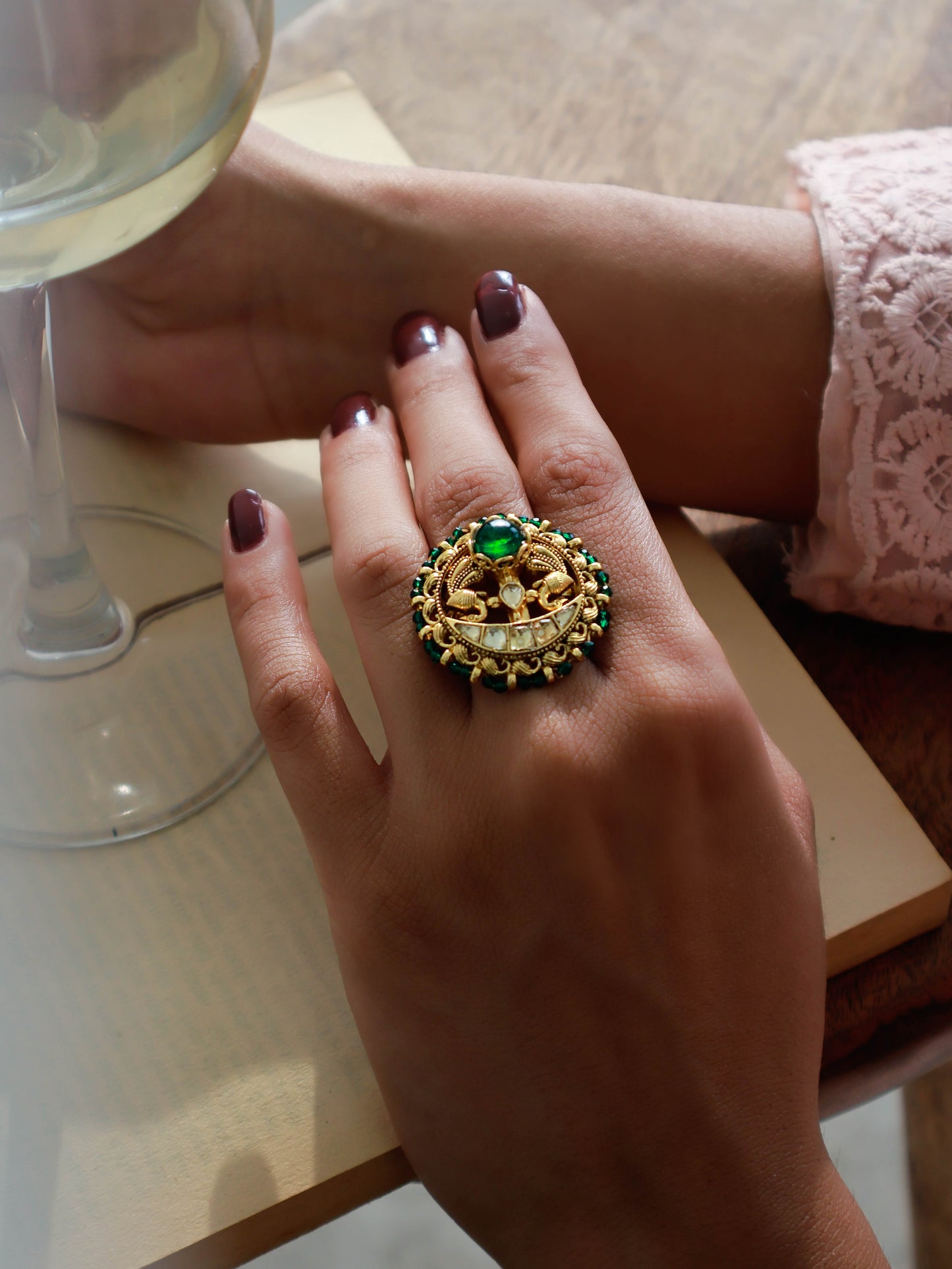 Mulkh Green Temple Ring