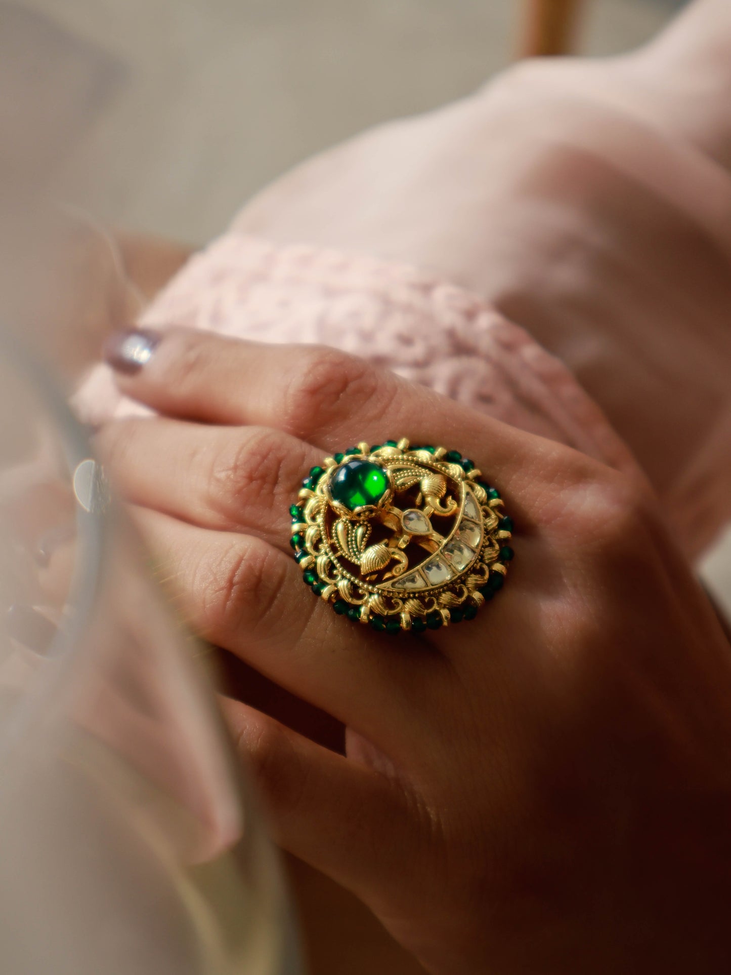 Mulkh Green Temple Ring