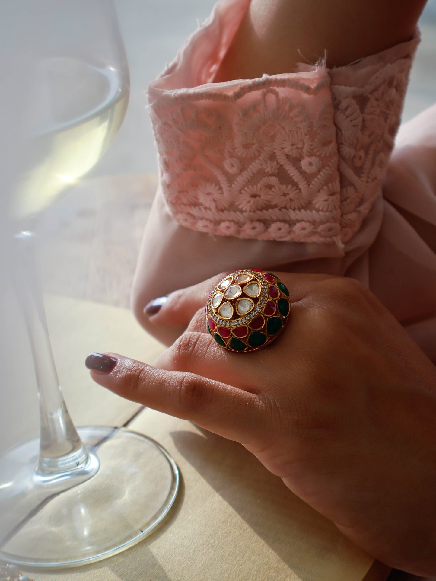 Aamrus Multicolored Polki Ring