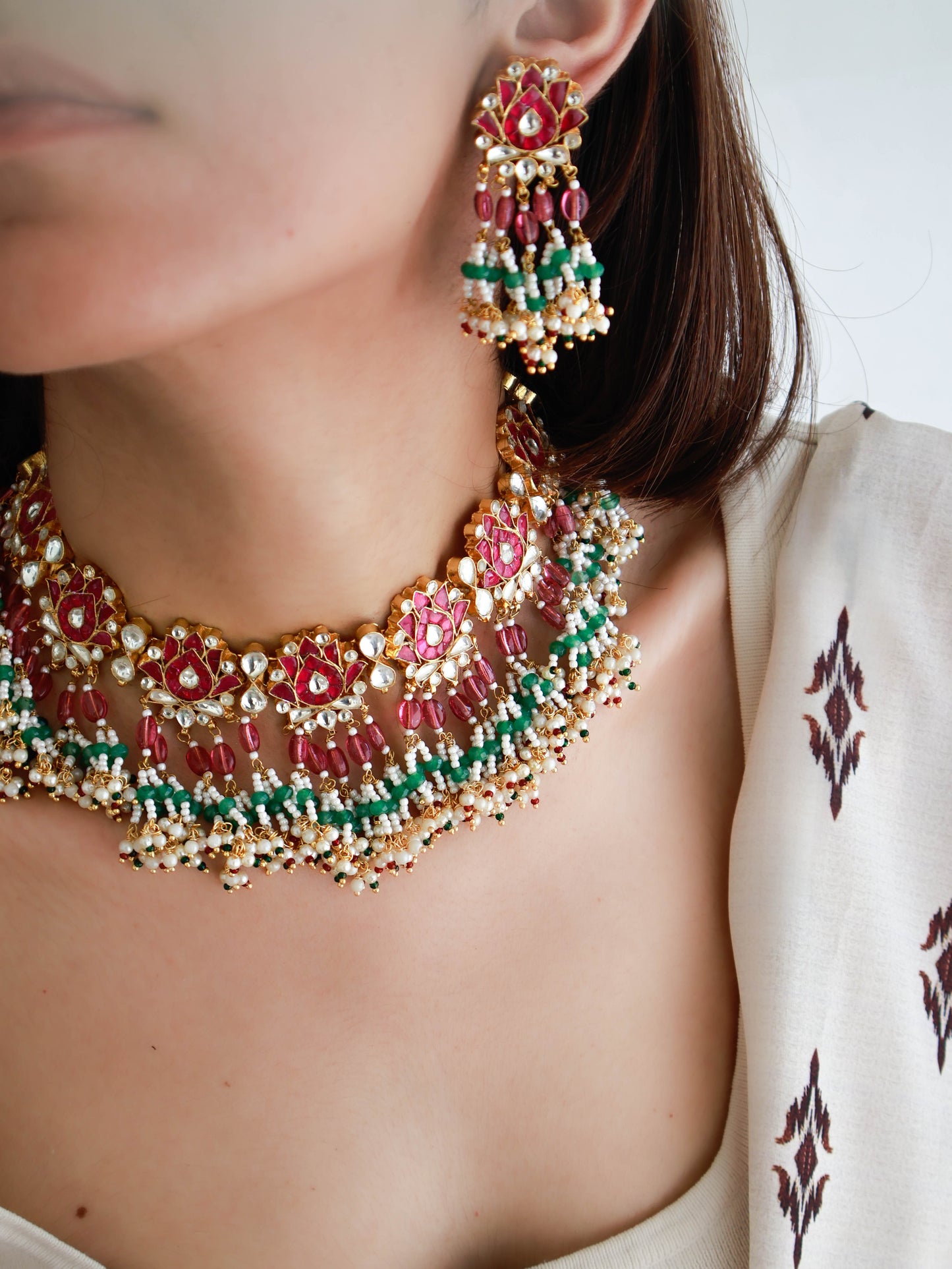 Jaitika Pink Kundan Choker Necklace Set