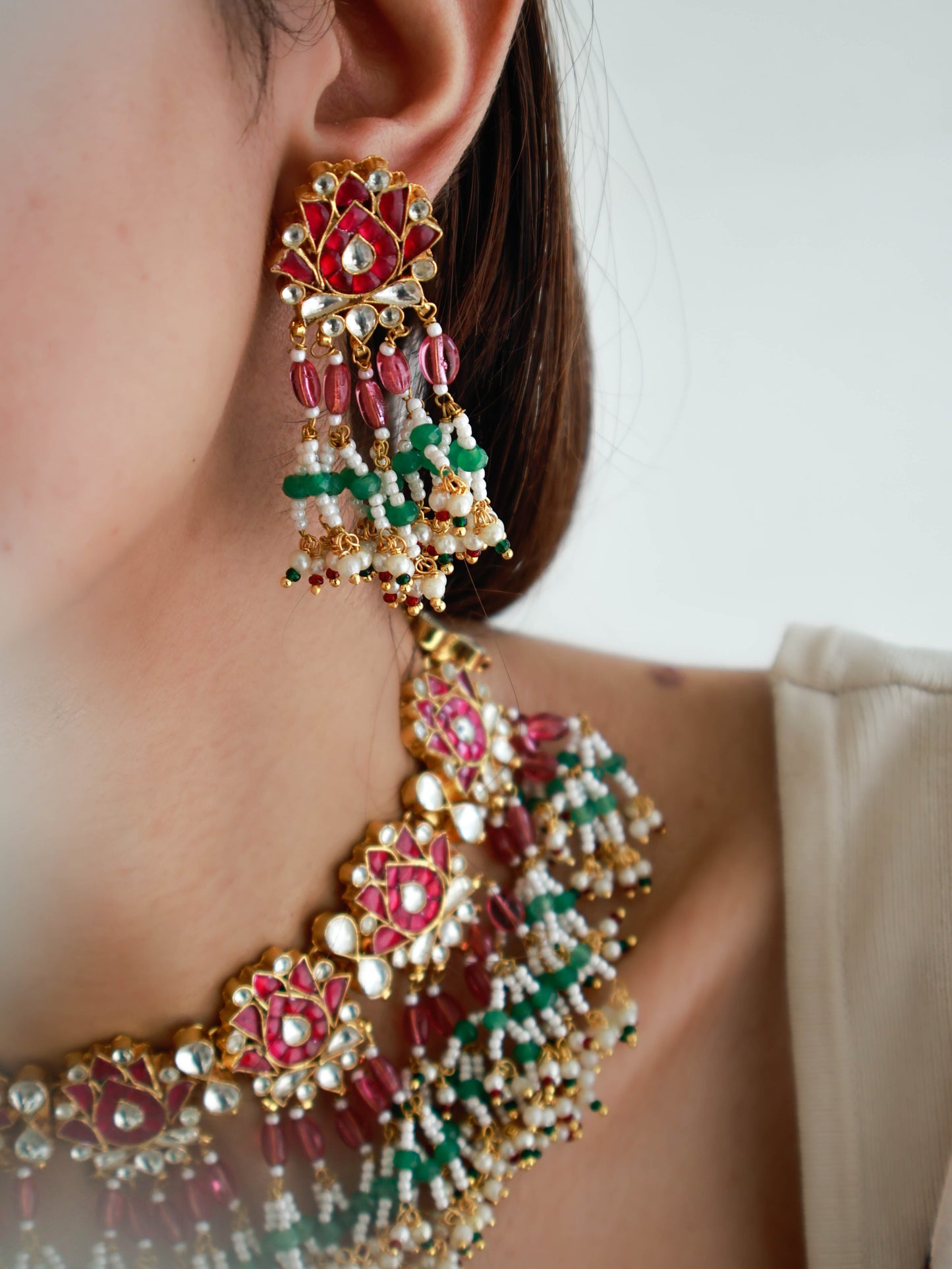 Jaitika Pink Kundan Choker Necklace Set