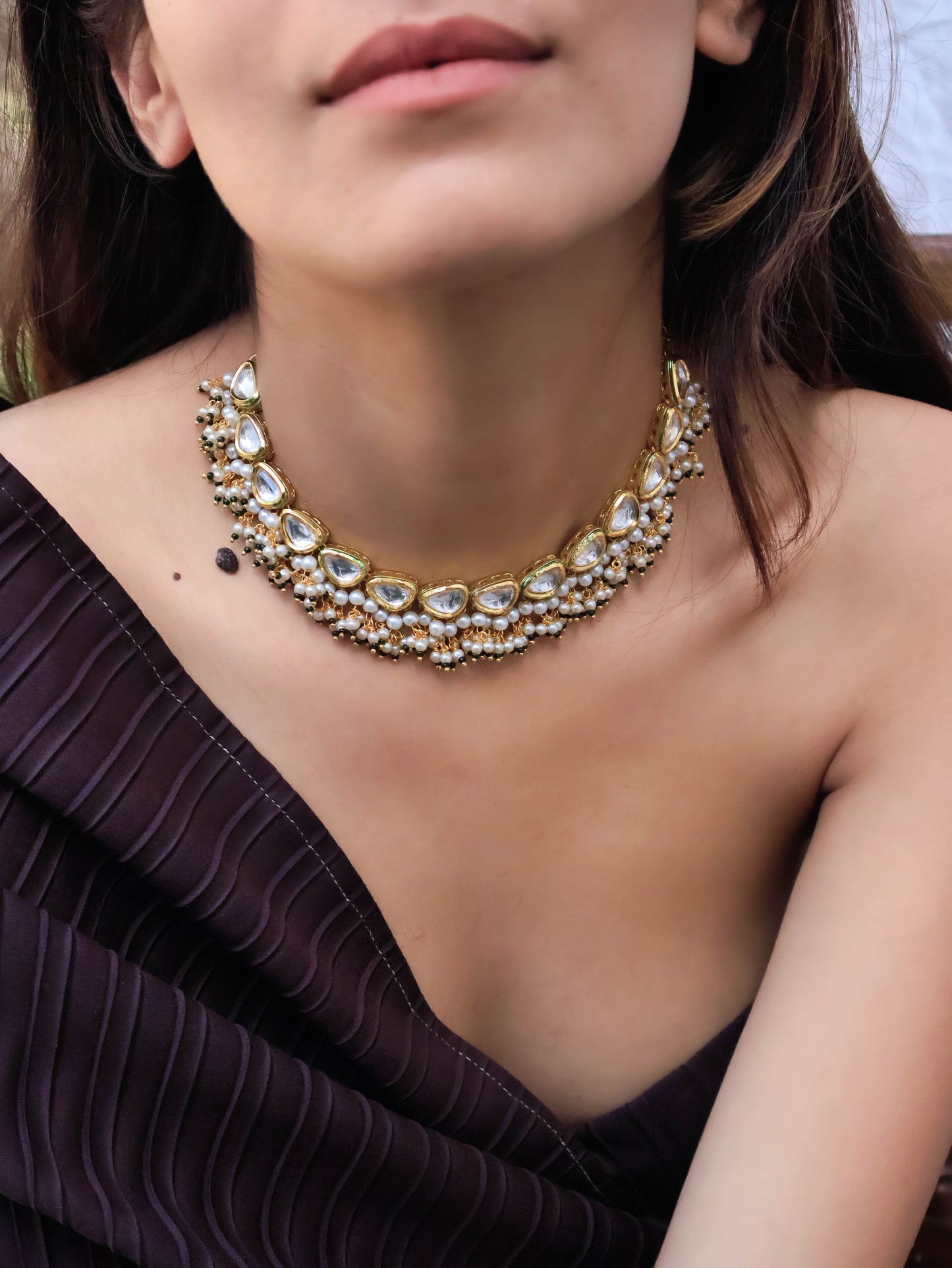 Diaz Green Kundan Choker Necklace