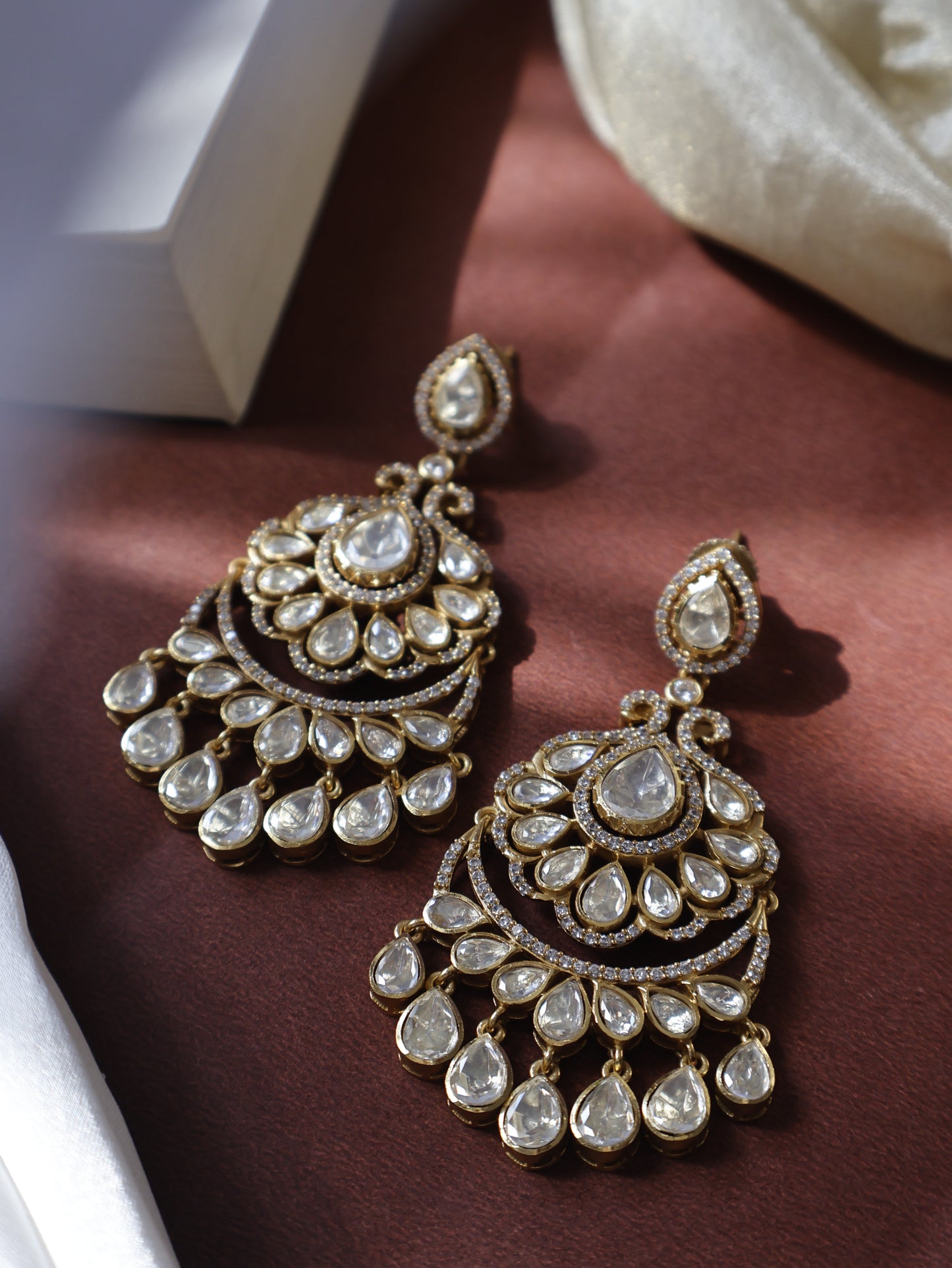 Peshwa Chandbali Polki Earrings