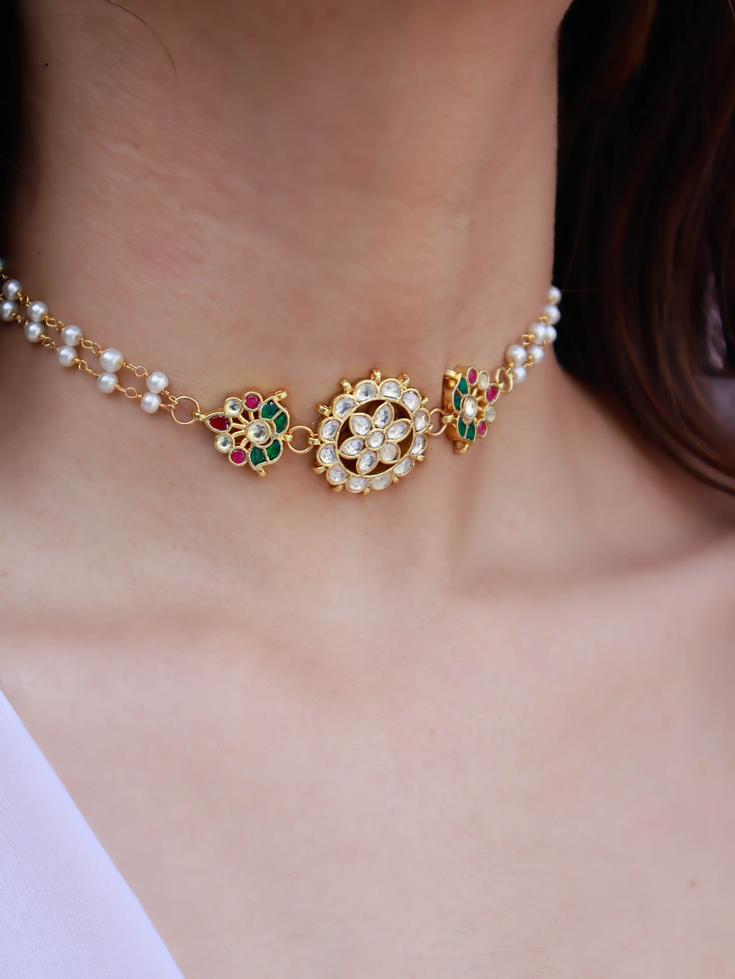 Amaya Floral Kundan Choker Necklace