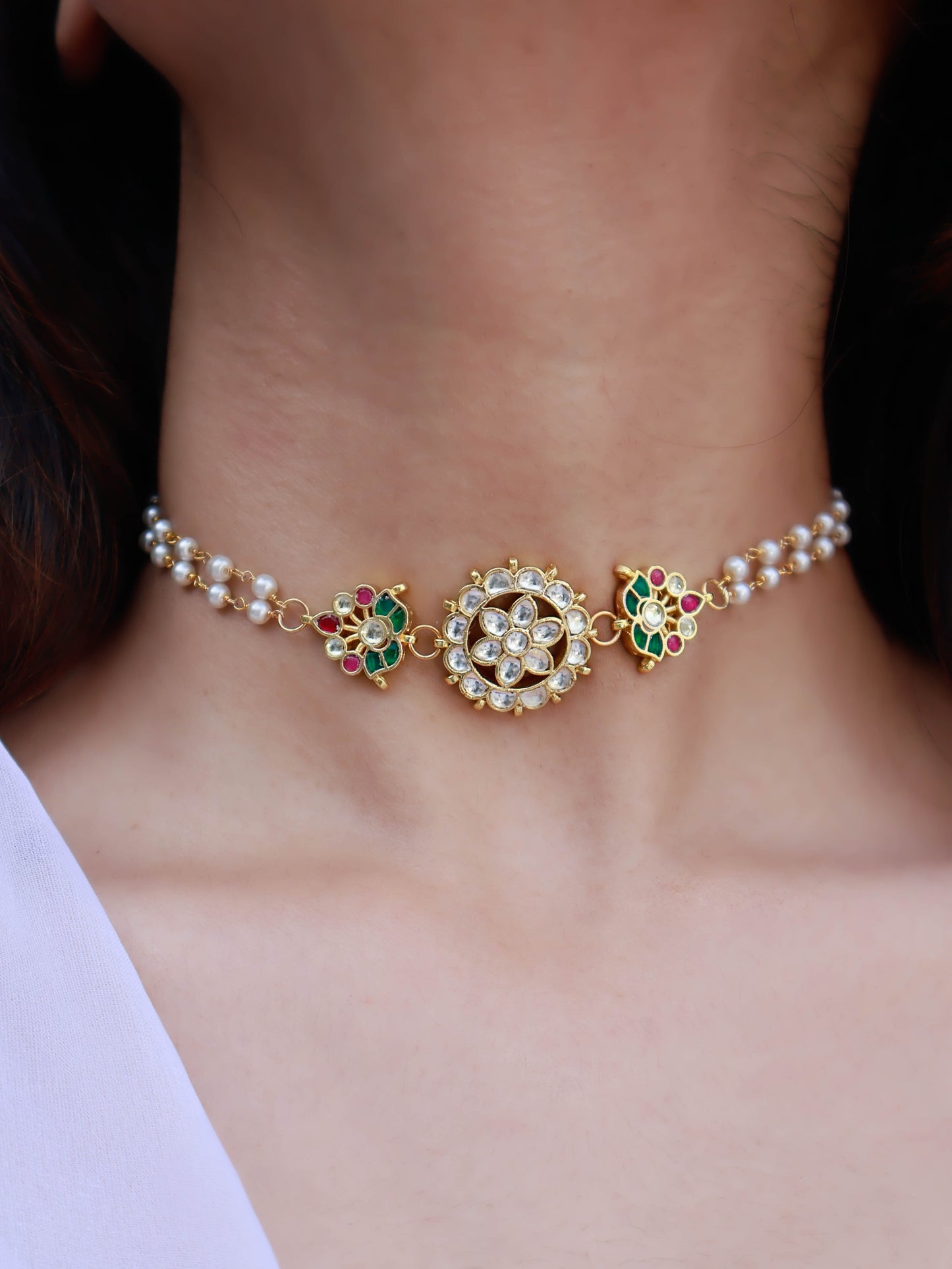 Amaya Floral Kundan Choker Necklace