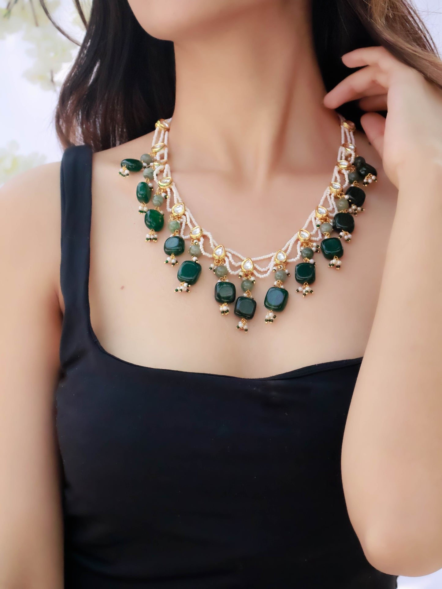 Aslan Green Kundan Necklace