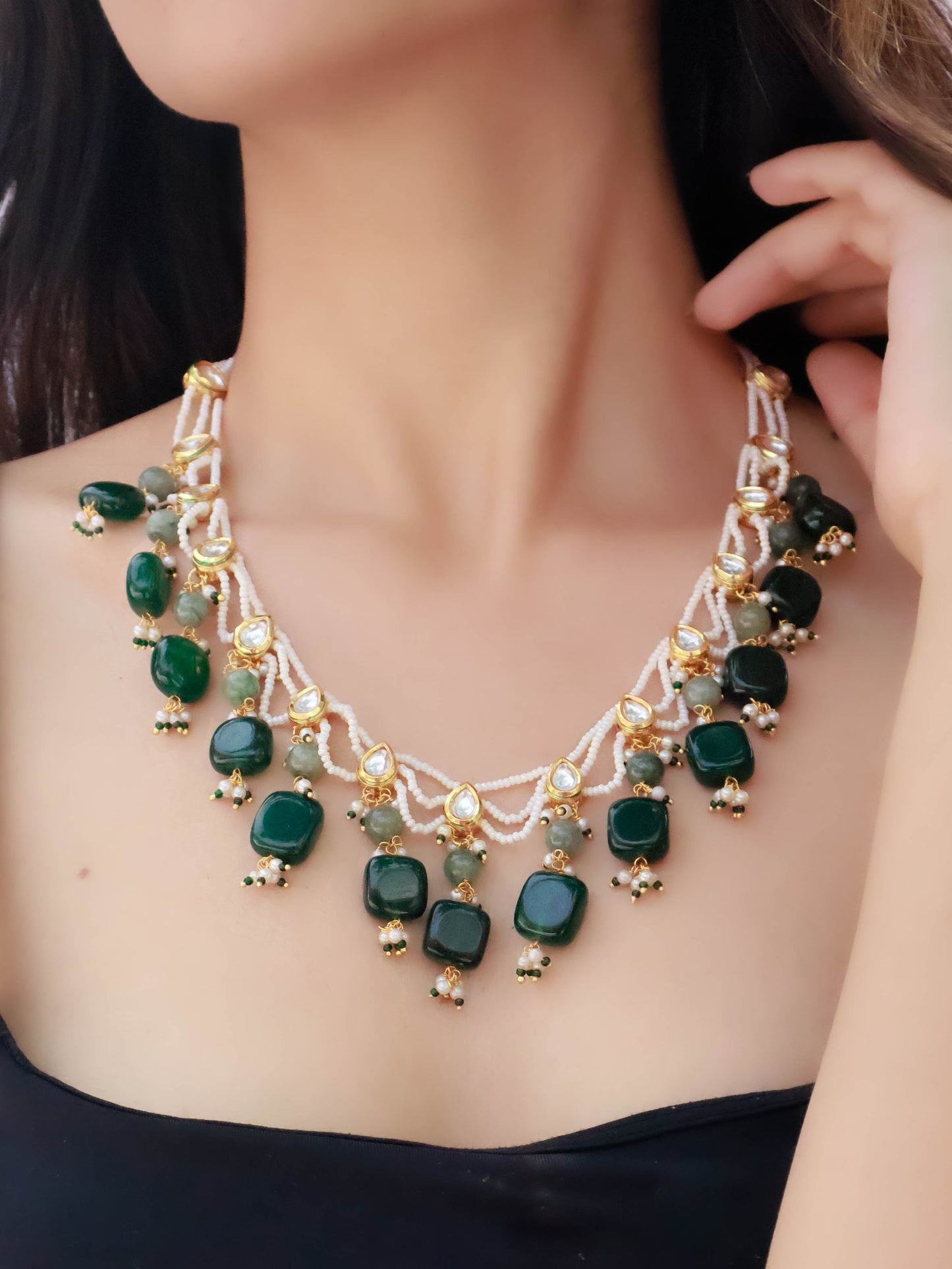 Aslan Green Kundan Necklace