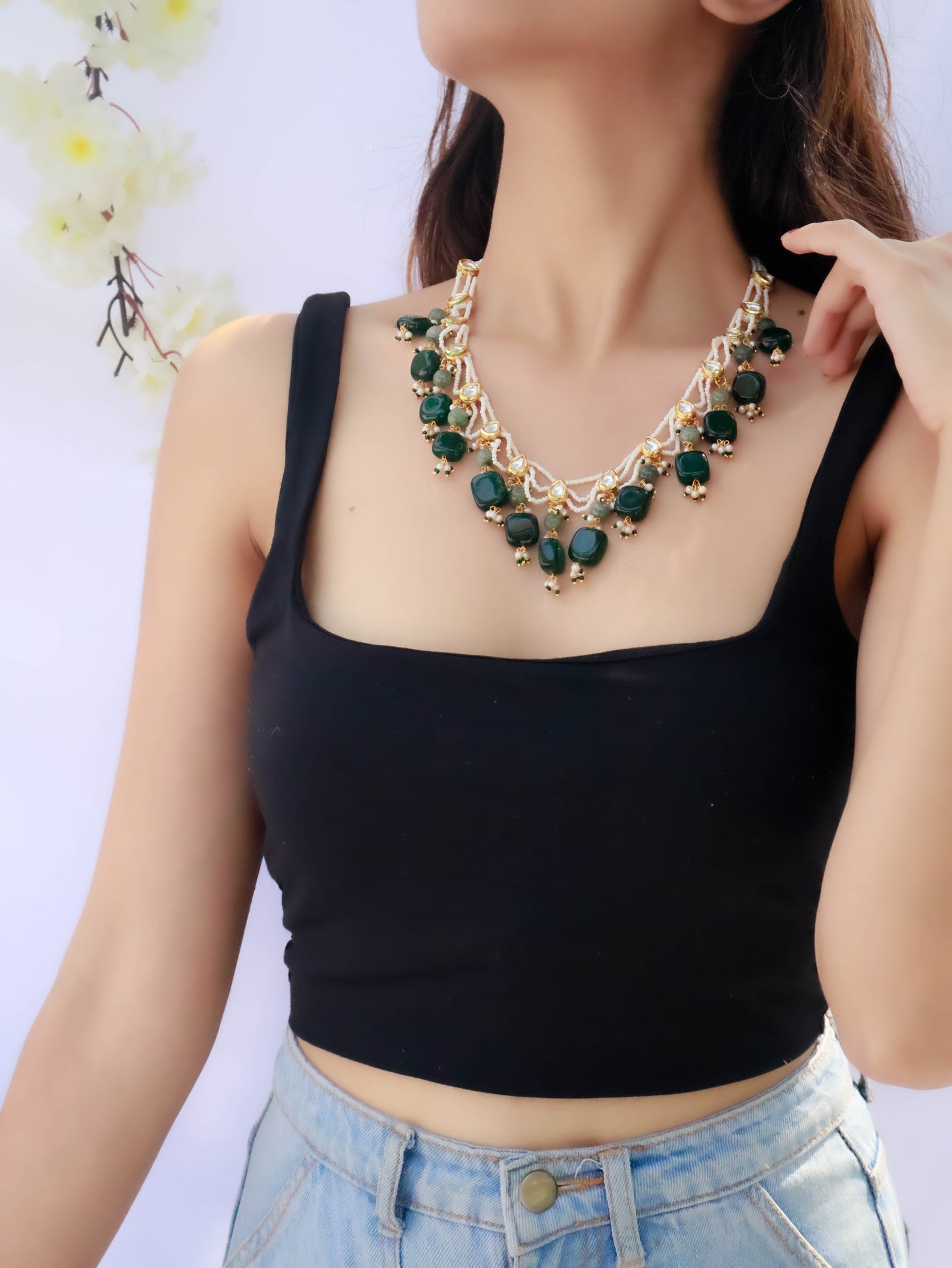 Aslan Green Kundan Necklace