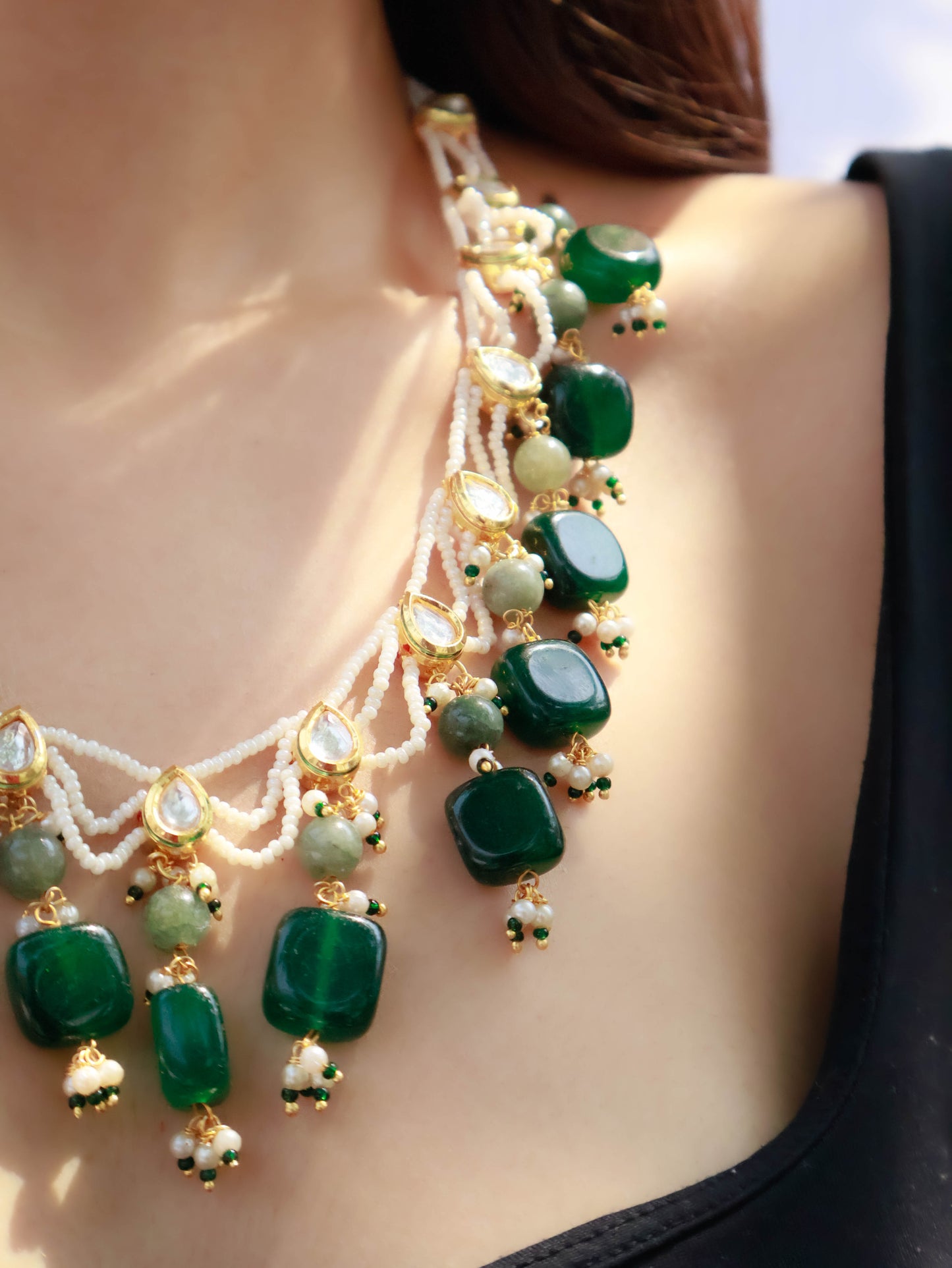 Aslan Green Kundan Necklace