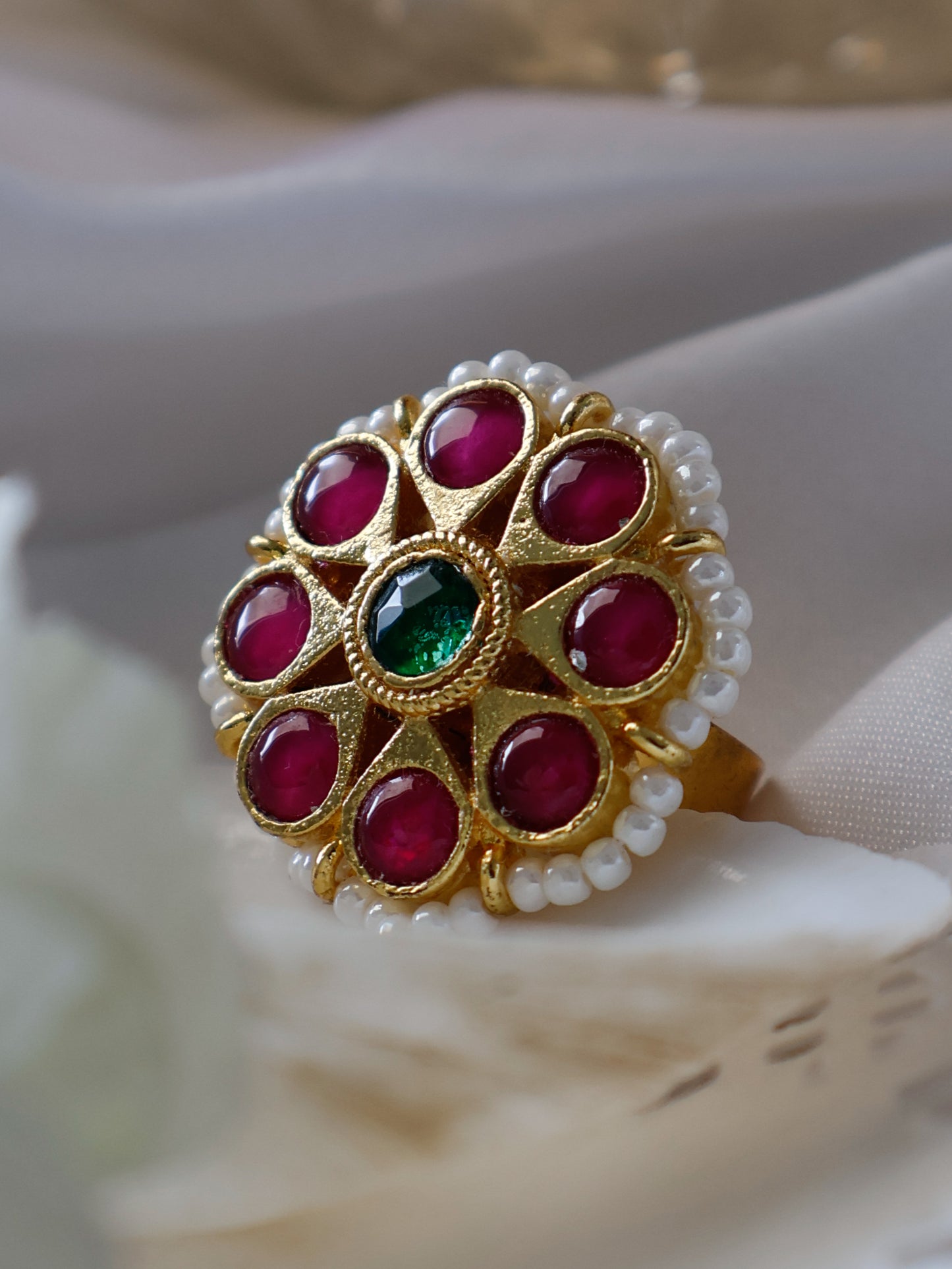 Ivy Floral Kundan Ring
