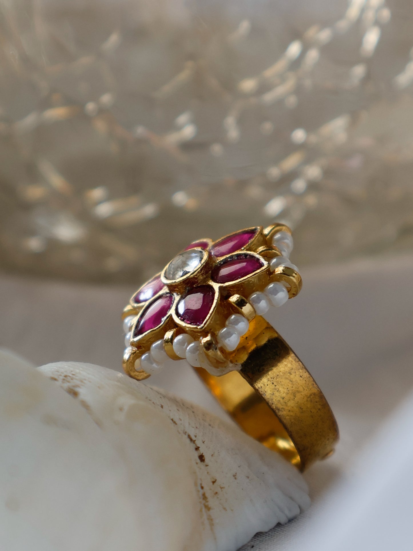 Raelynn Red Kundan Ring