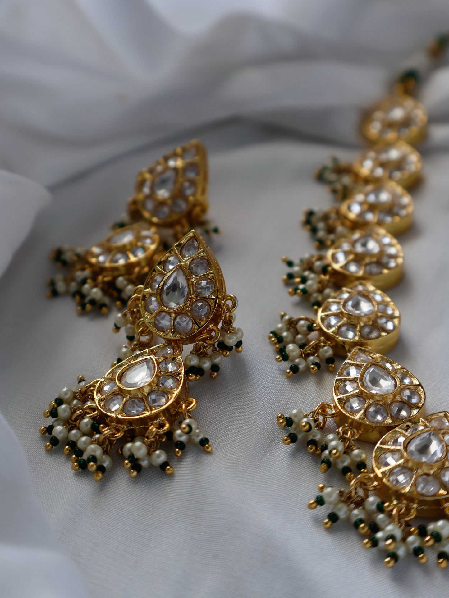 Ella Kundan Green Necklace Set