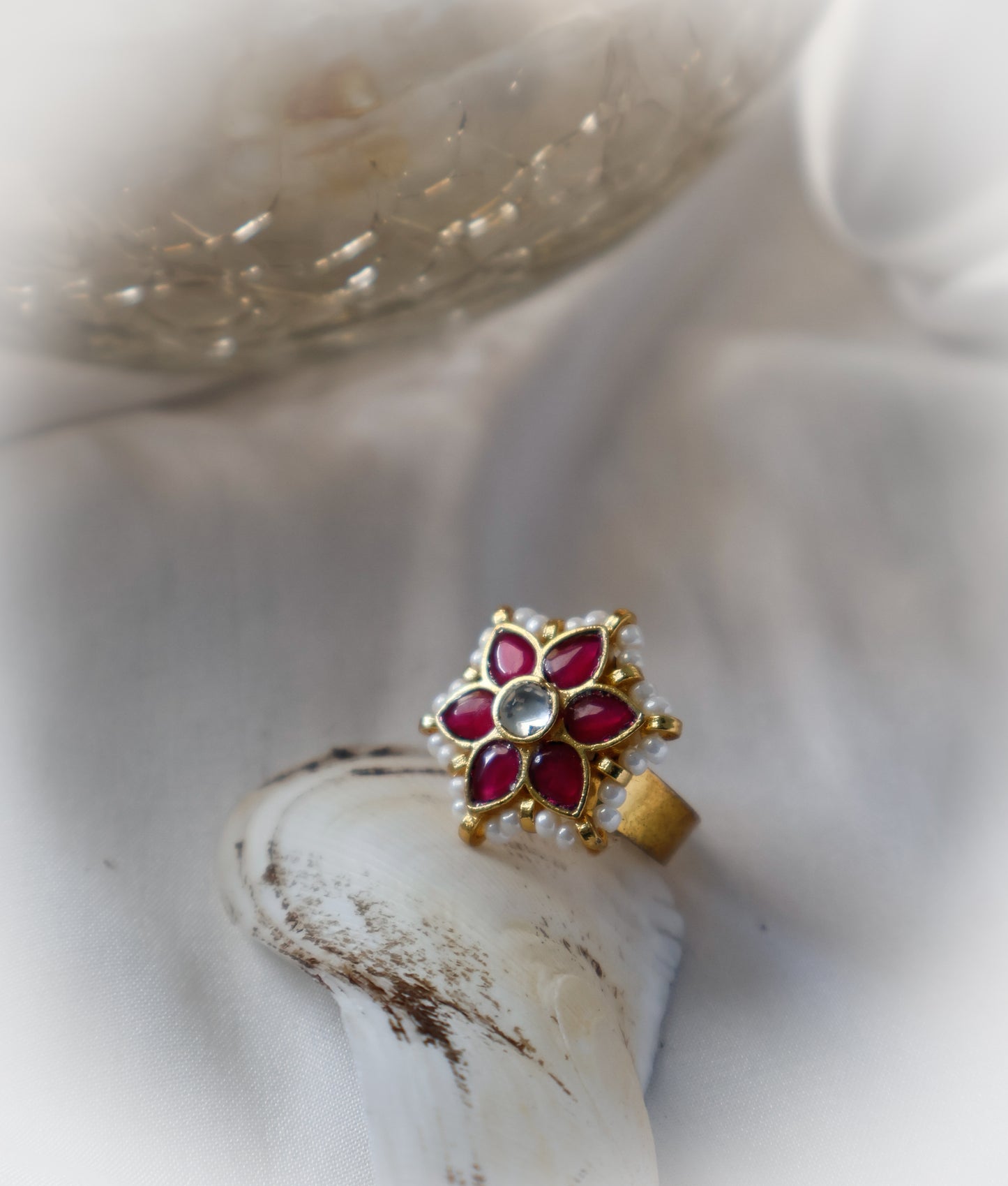 Raelynn Red Kundan Ring