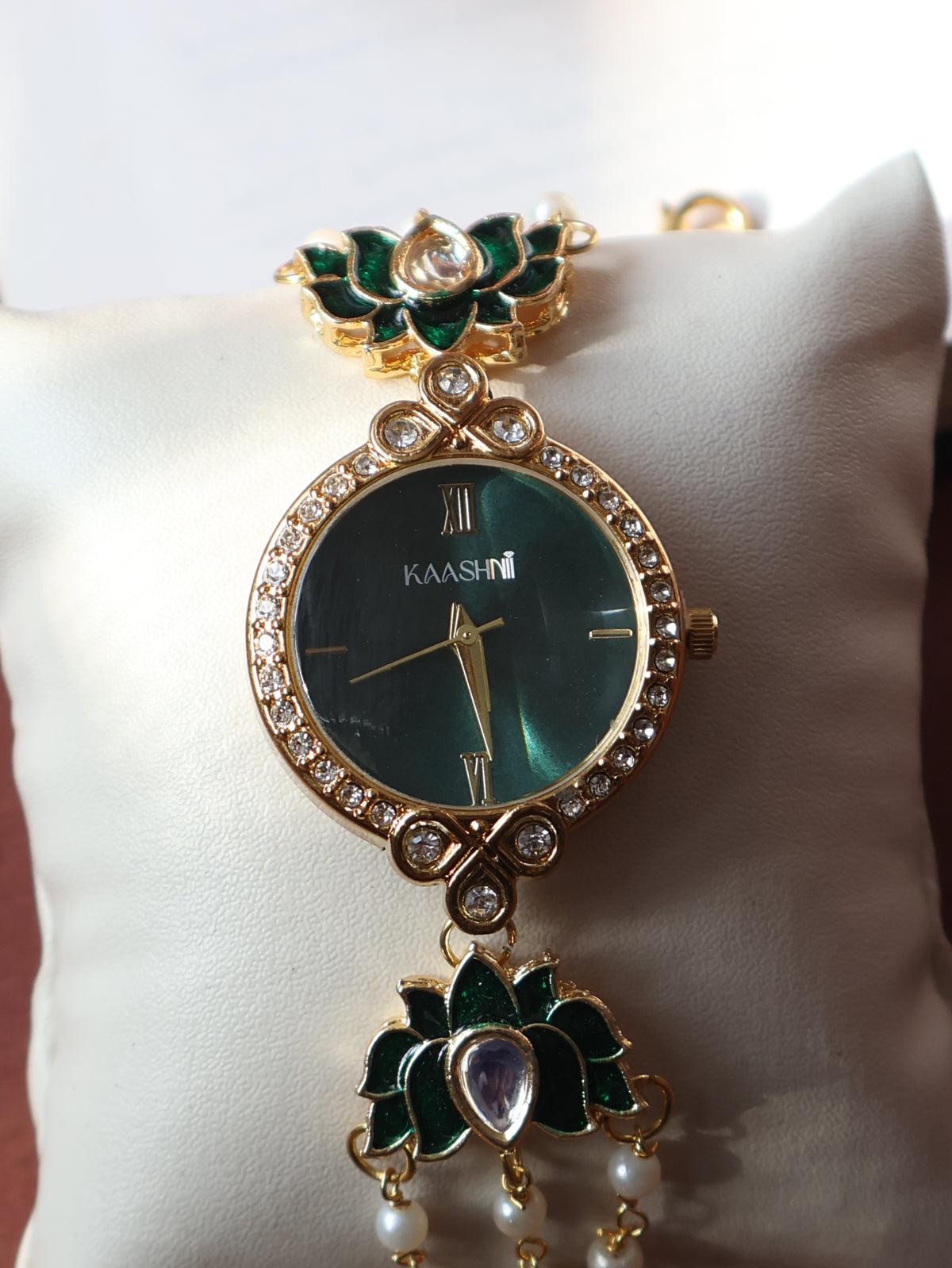 Tansy Green Kundan Wrist Watch