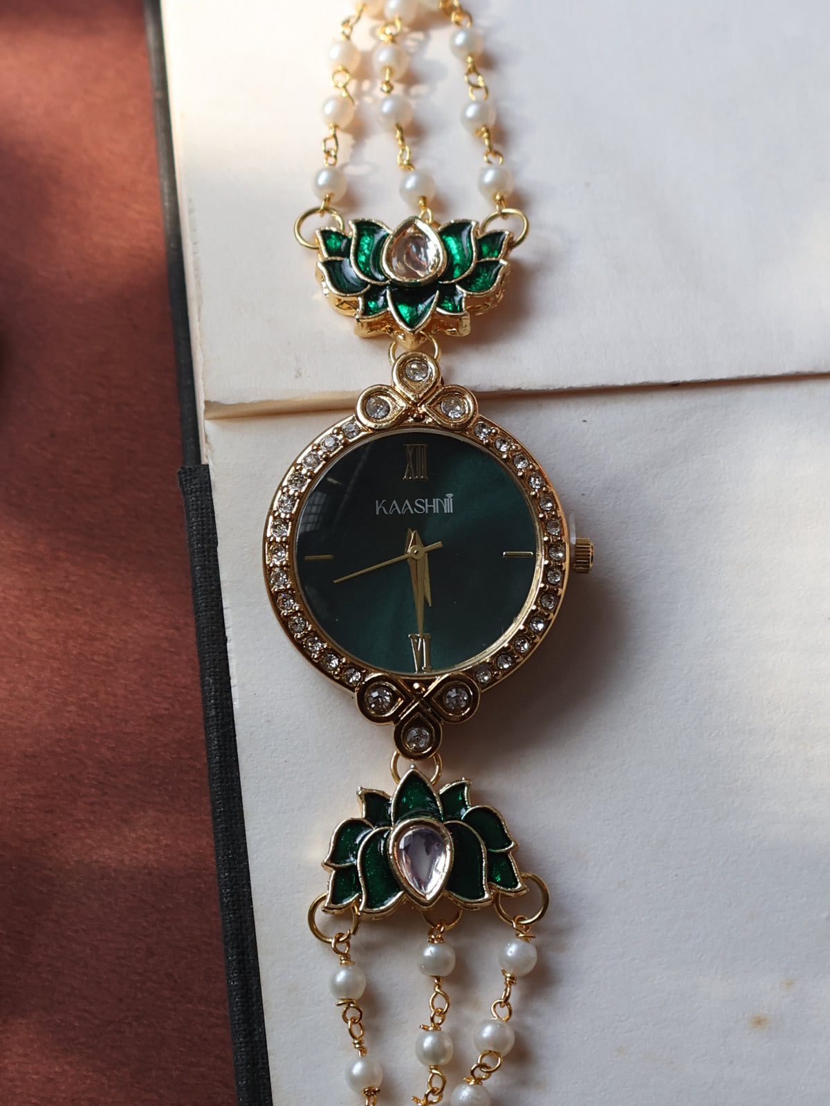 Tansy Green Kundan Wrist Watch