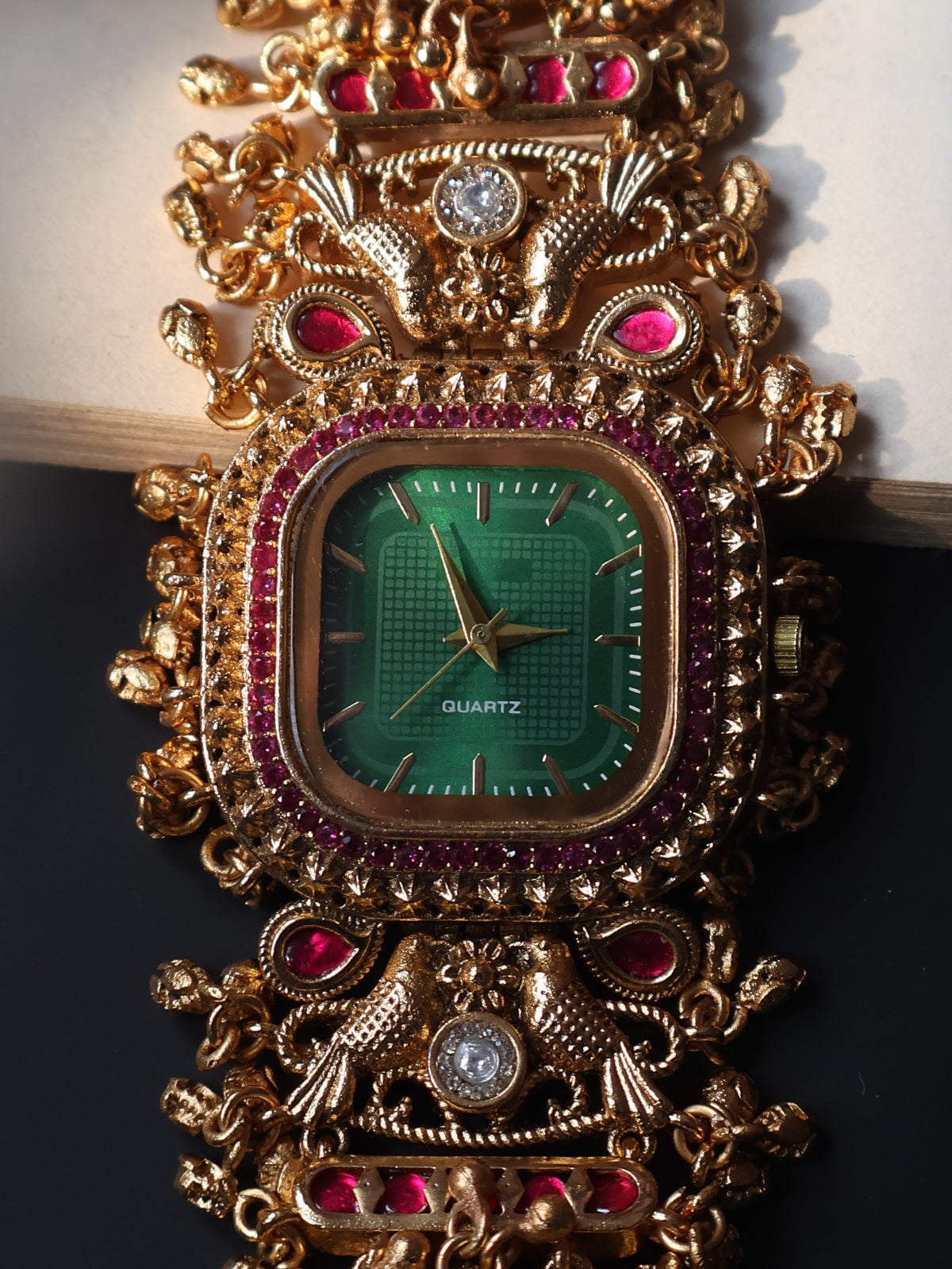 Panchi Green Kundan Wrist Watch