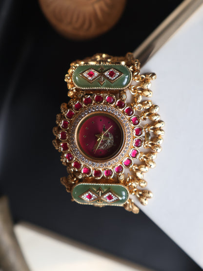 Mayura Kundan Wrist Watch
