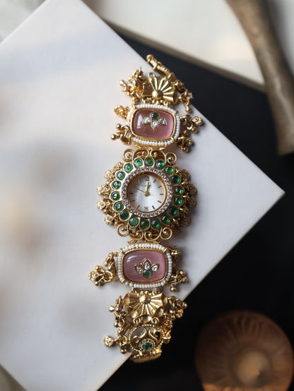 Mayil Kundan Wrist Watch
