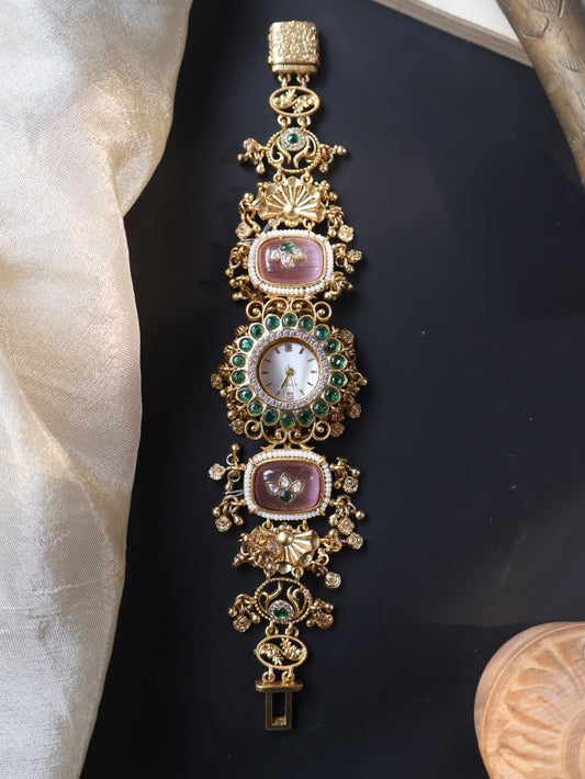 Mayil Kundan Wrist Watch