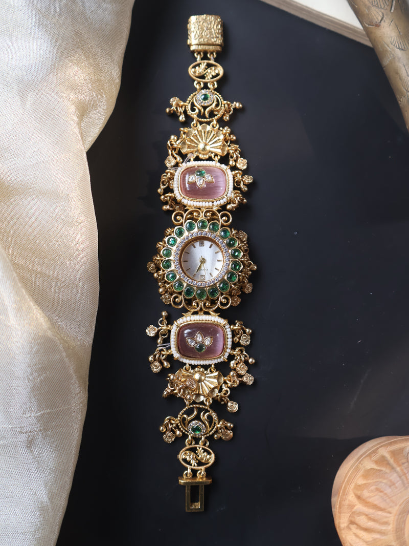 Mayil Kundan Wrist Watch