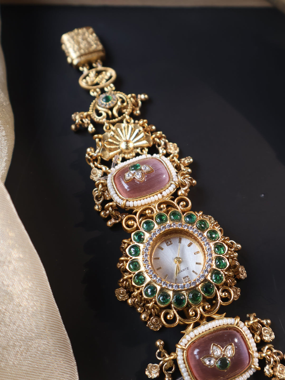 Mayil Kundan Wrist Watch