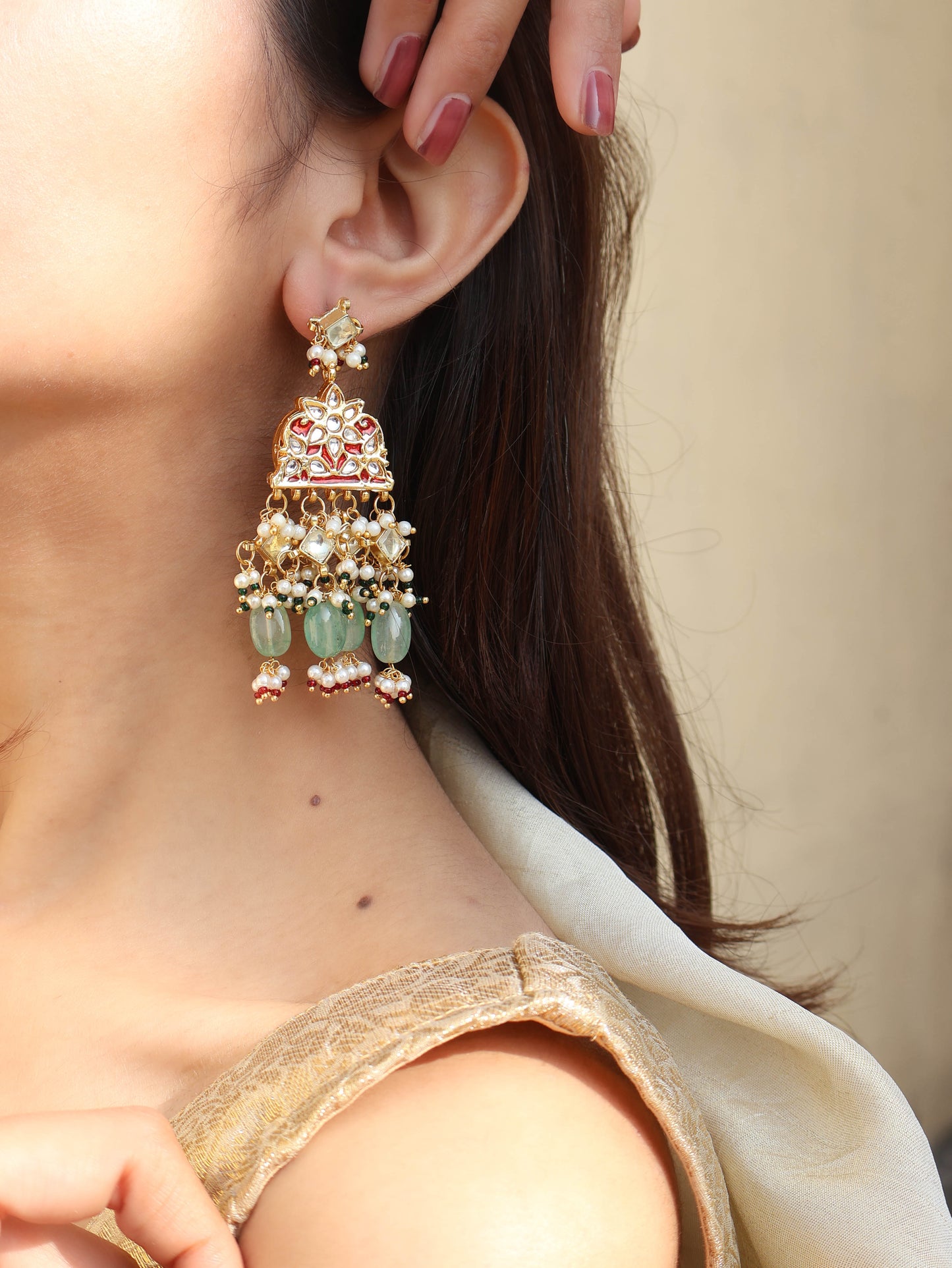 Anaya Meenakari Kundan Earrings