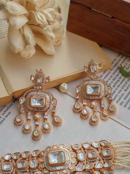 Miaa  Polki Kundan Necklace Set with Maangtikka