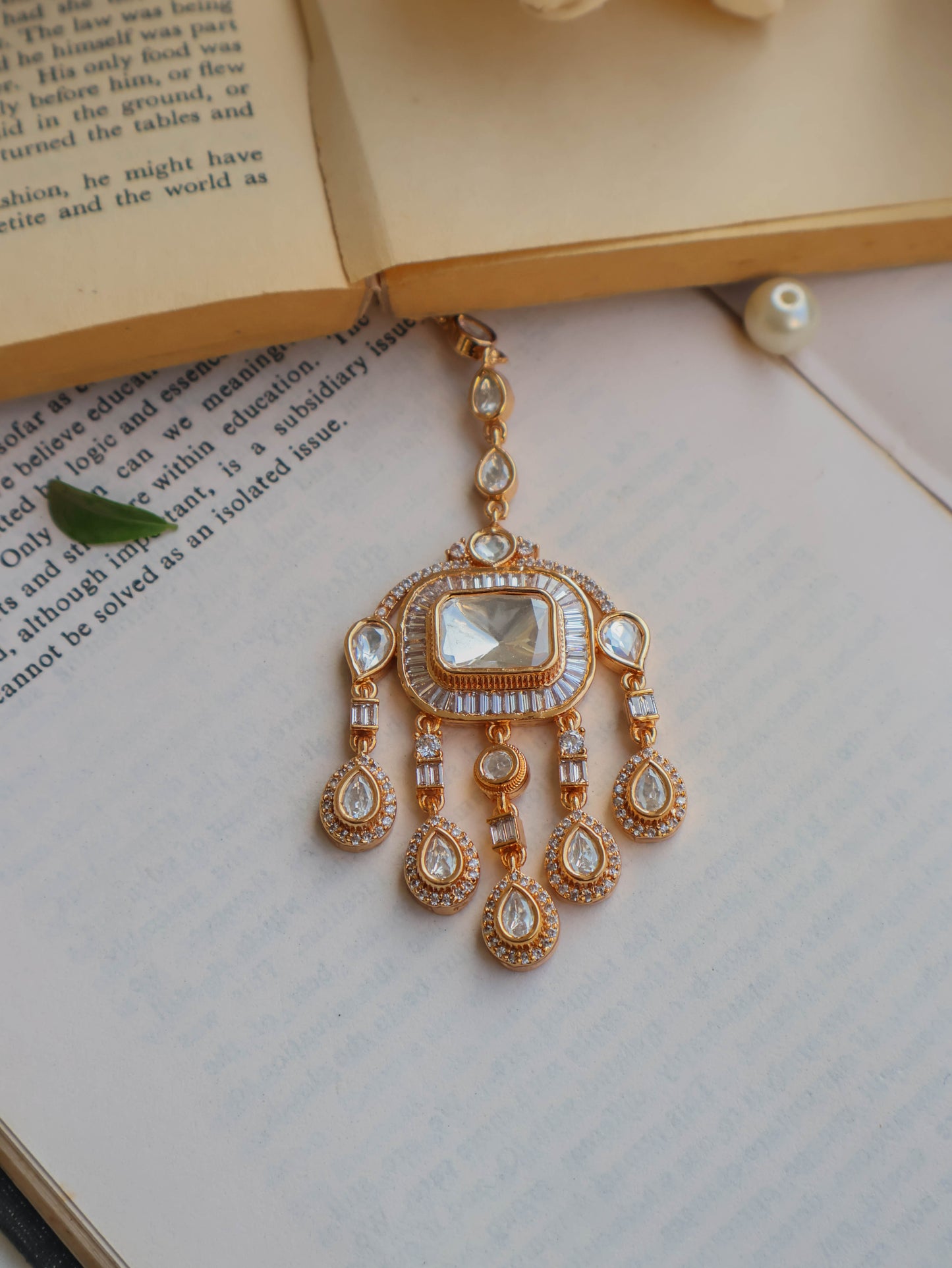 Miaa  Polki Kundan Necklace Set with Maangtikka