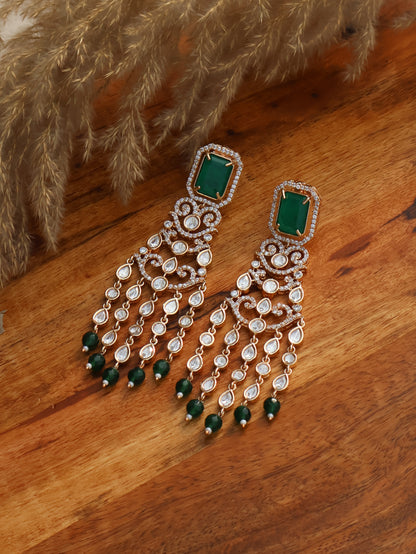 Saaz Polki Green Earrings
